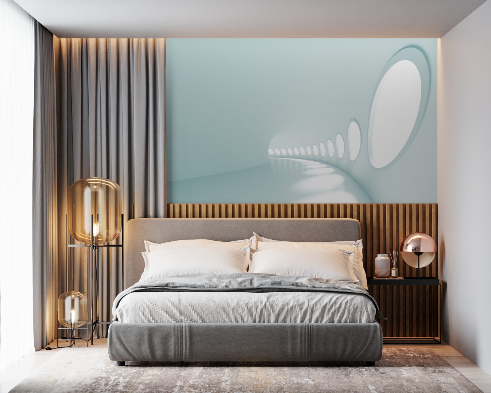 Fototapet tunel cu schimbare de direcție într-o formă abstractă