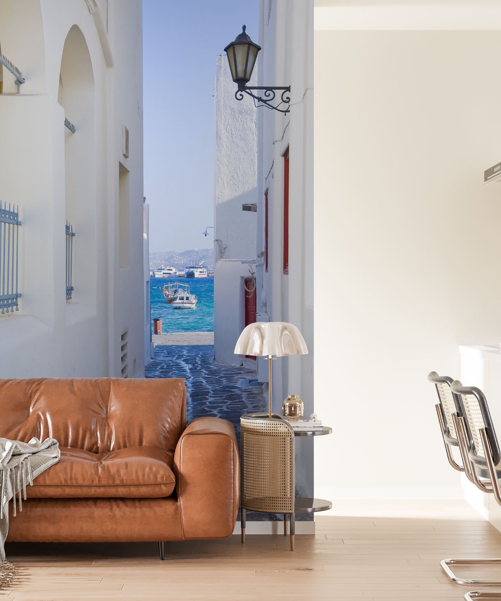 Fototapet drum îngust spre coastă în grecia