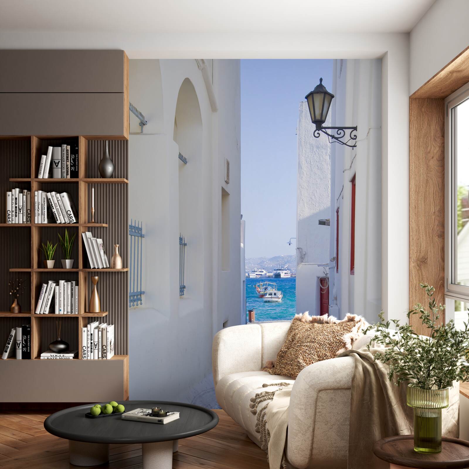 Fototapet drum îngust spre coastă în grecia