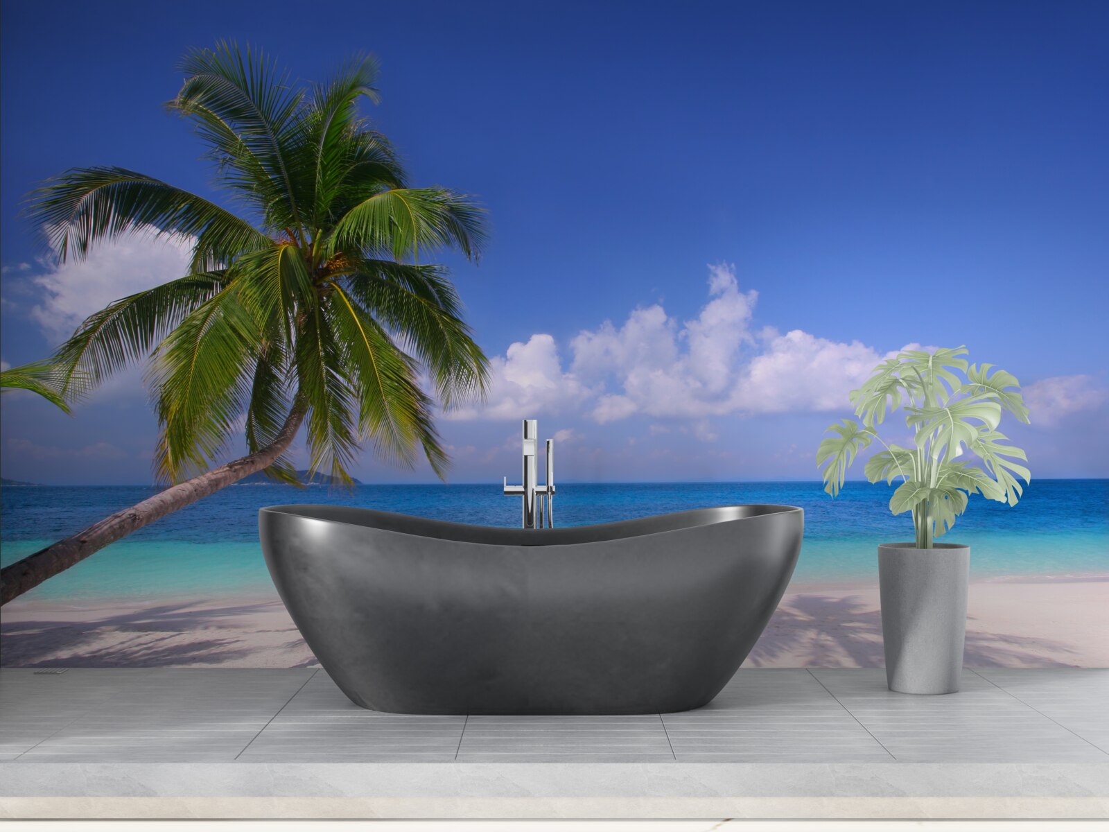 Fototapet palmier pe un țărm idilic