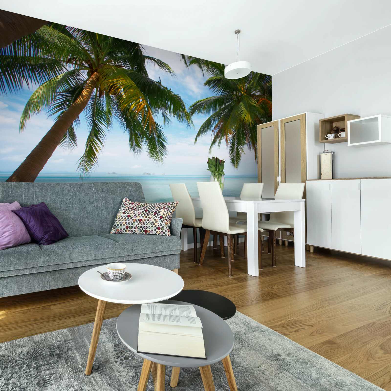 Fototapet palmieri pe un țărm nisipos