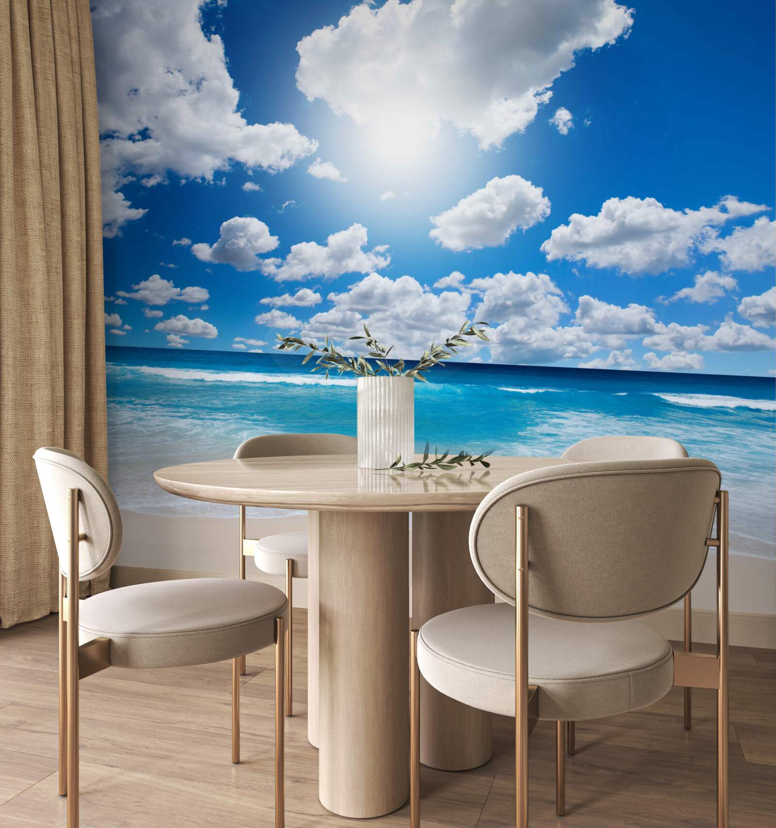 Fototapet plajă cu apă albastră și mare calmă