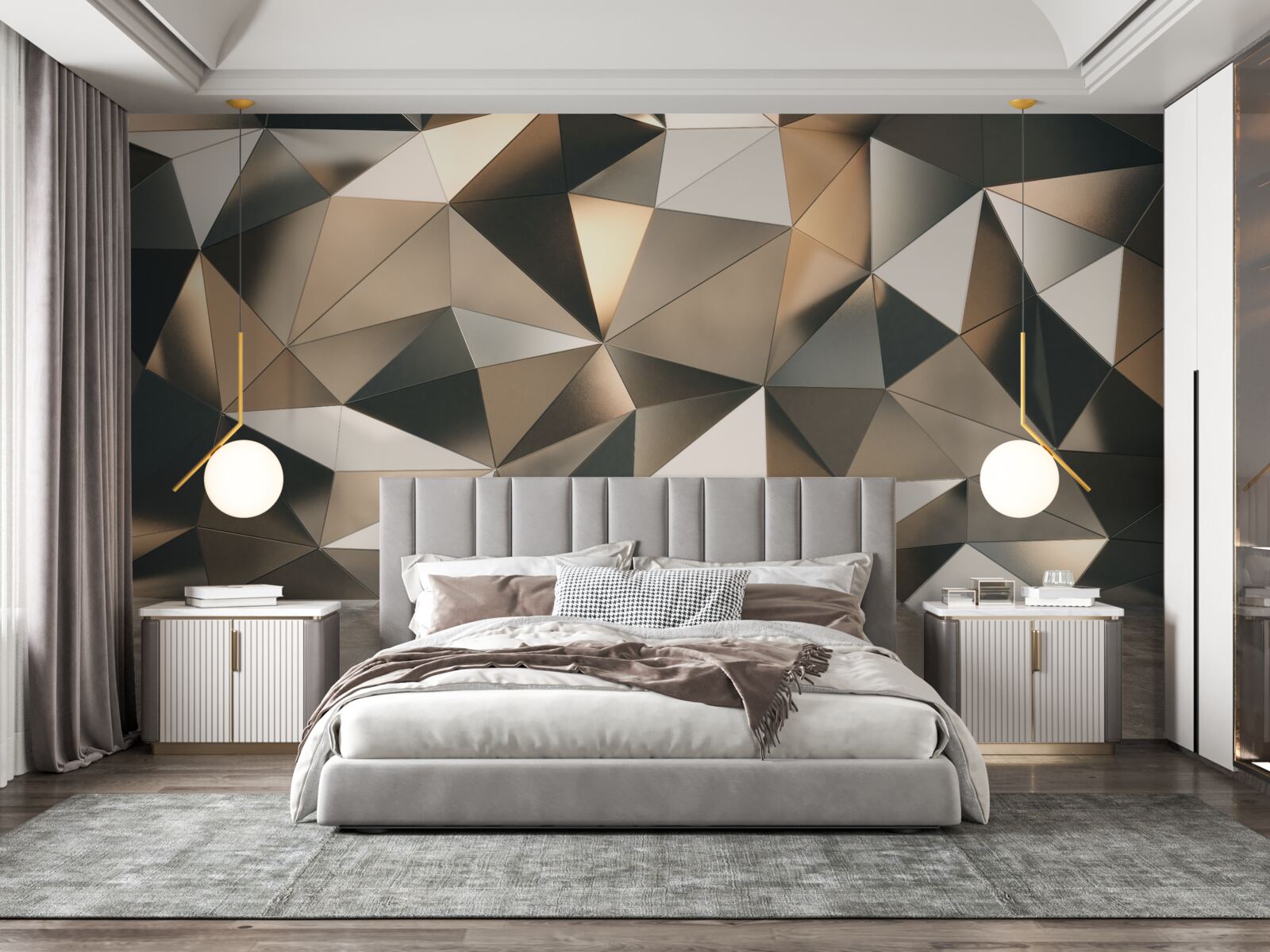 Fototapet forme abstracte pe perete