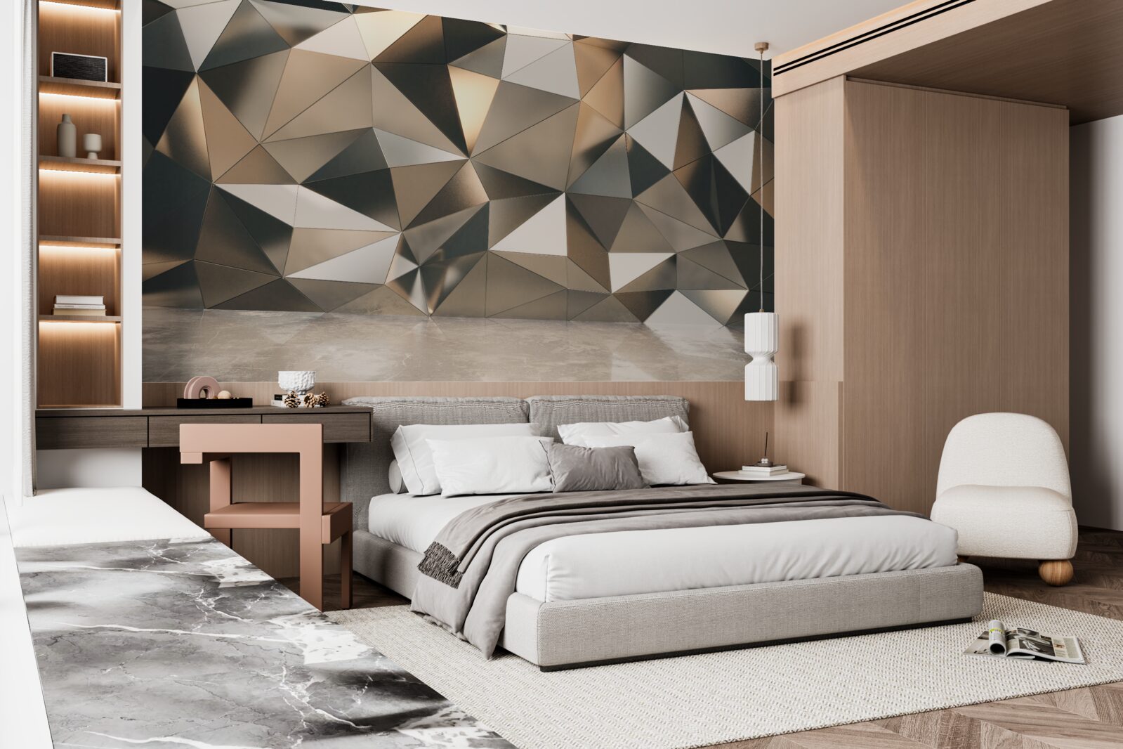 Fototapet forme abstracte pe perete