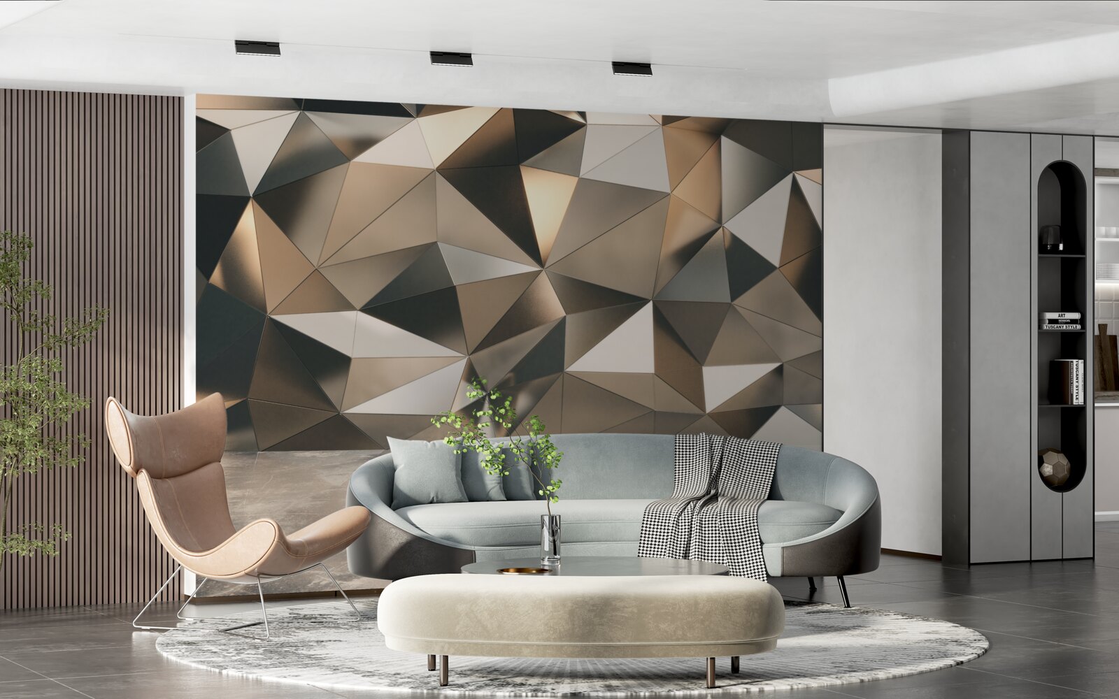 Fototapet forme abstracte pe perete