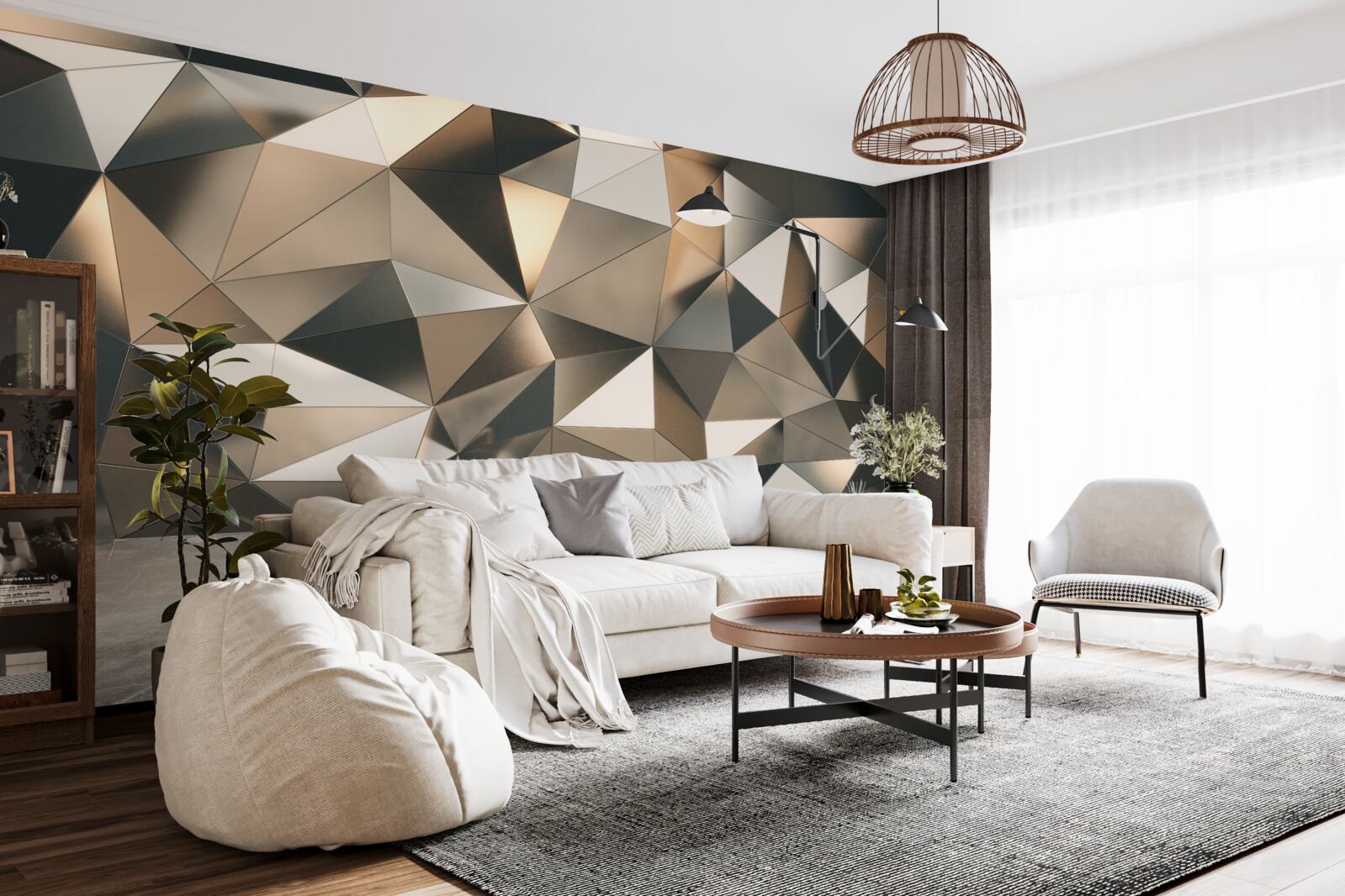 Fototapet forme abstracte pe perete