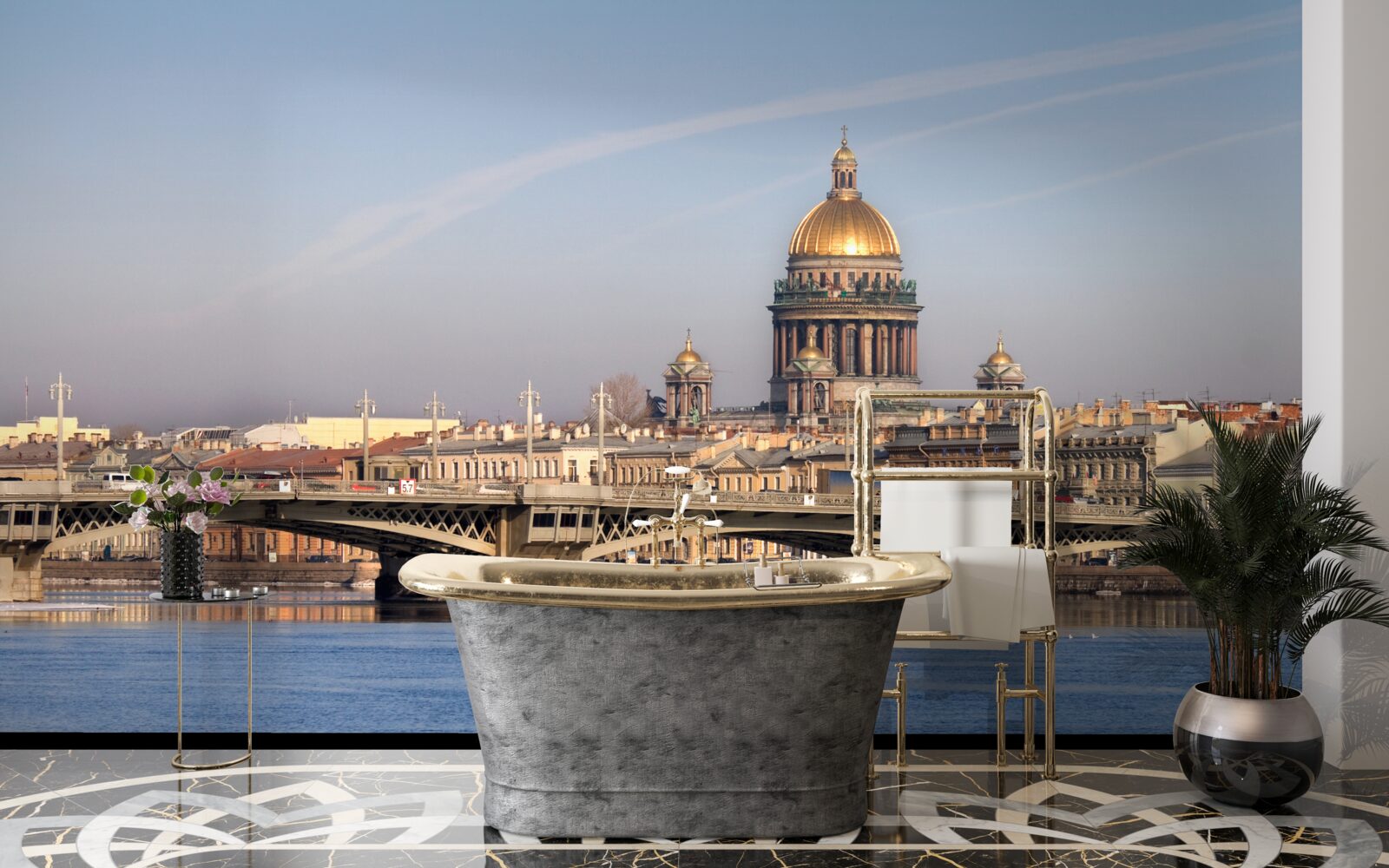 Fototapet cupola bisericii din aur pe linia de orizont a orașului