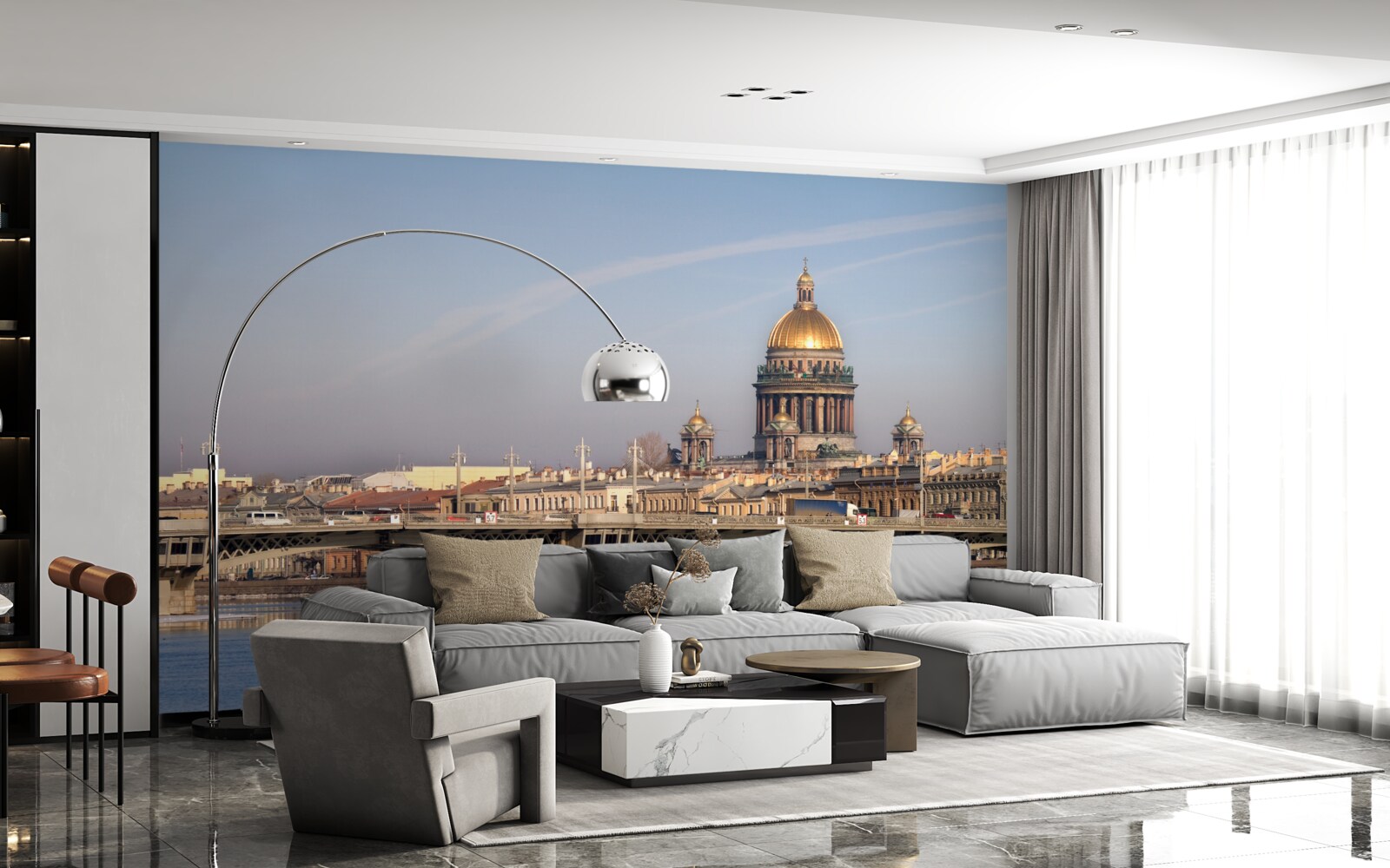 Fototapet cupola bisericii din aur pe linia de orizont a orașului