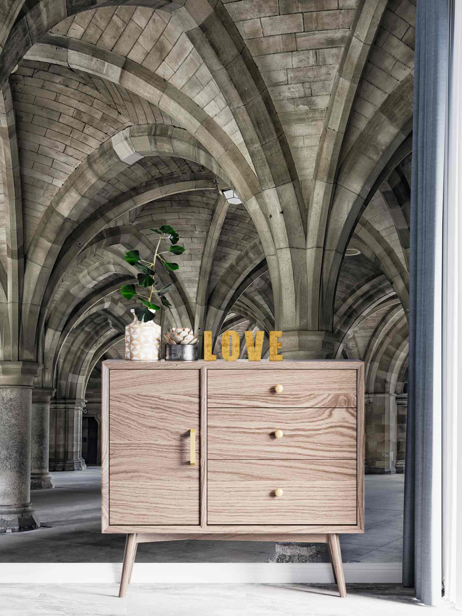 Fototapet arcuri înalte din piatră rotundă