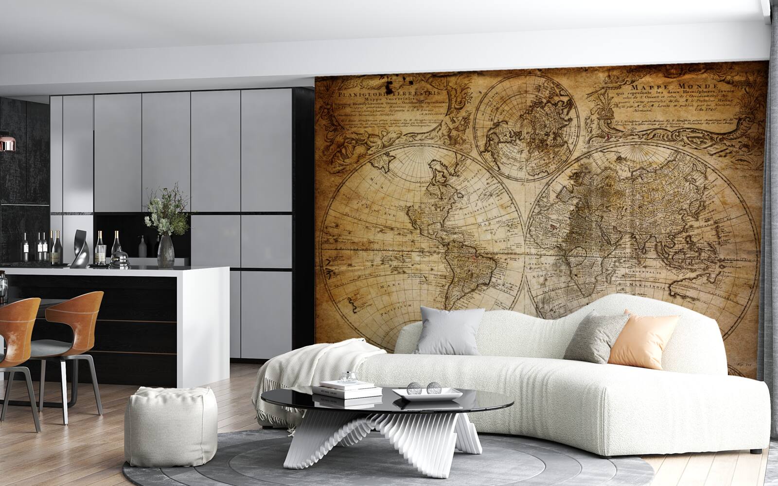 Fototapet hartă antică cu continente și insule