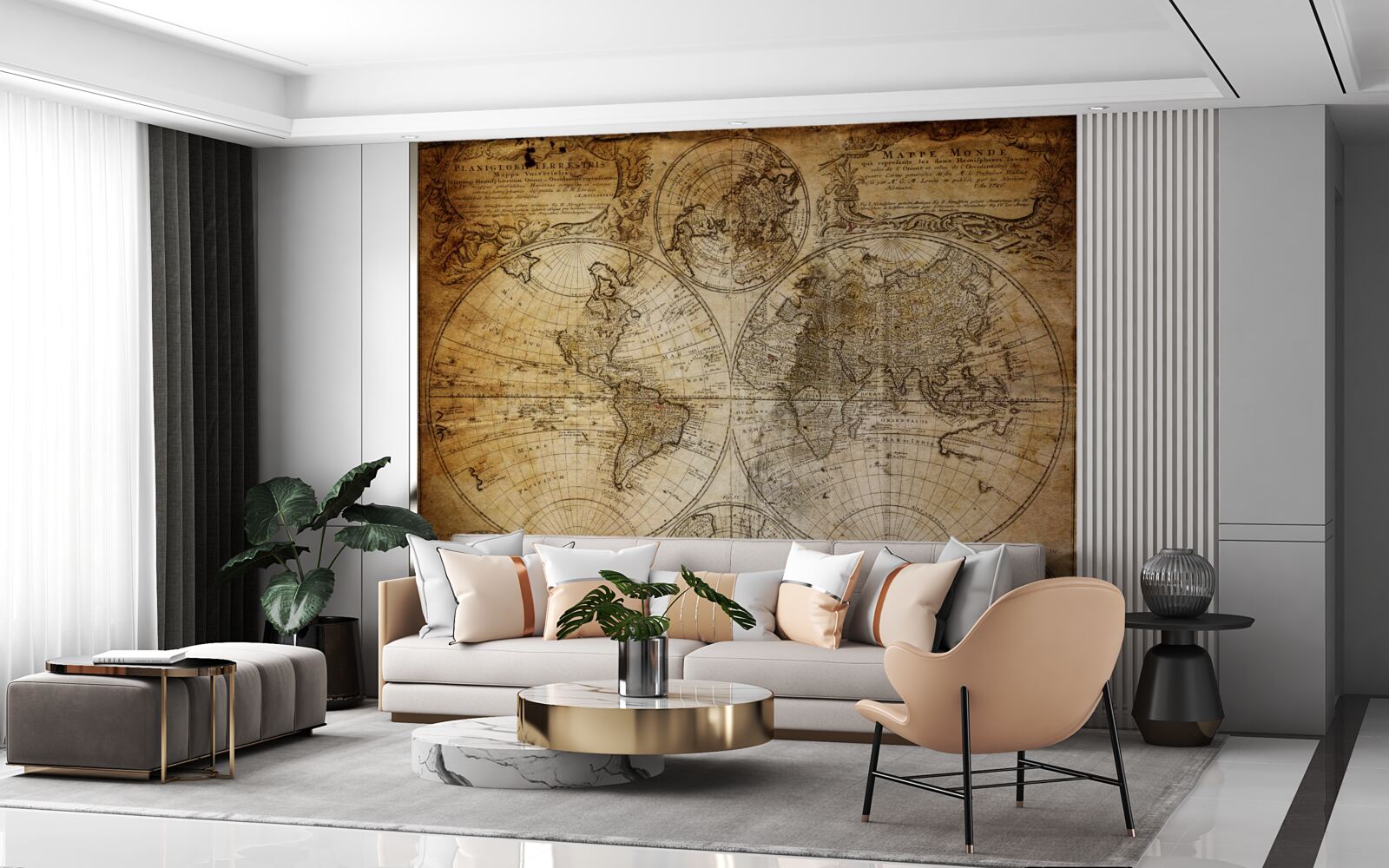 Fototapet hartă antică cu continente și insule