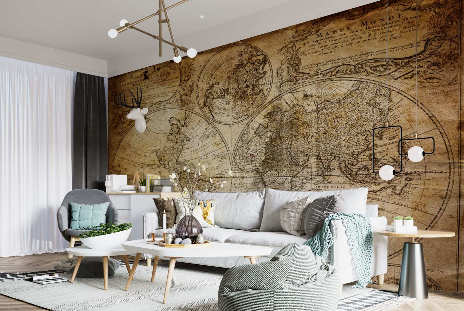 Fototapet hartă antică cu continente și insule