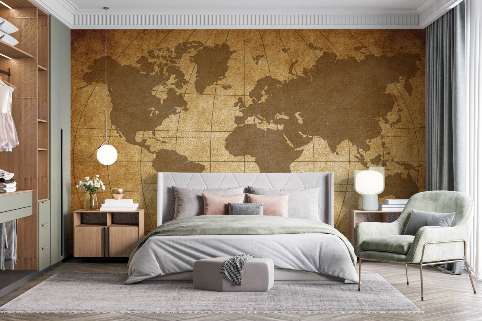 Fototapet glob dispus ca o hartă a lumii