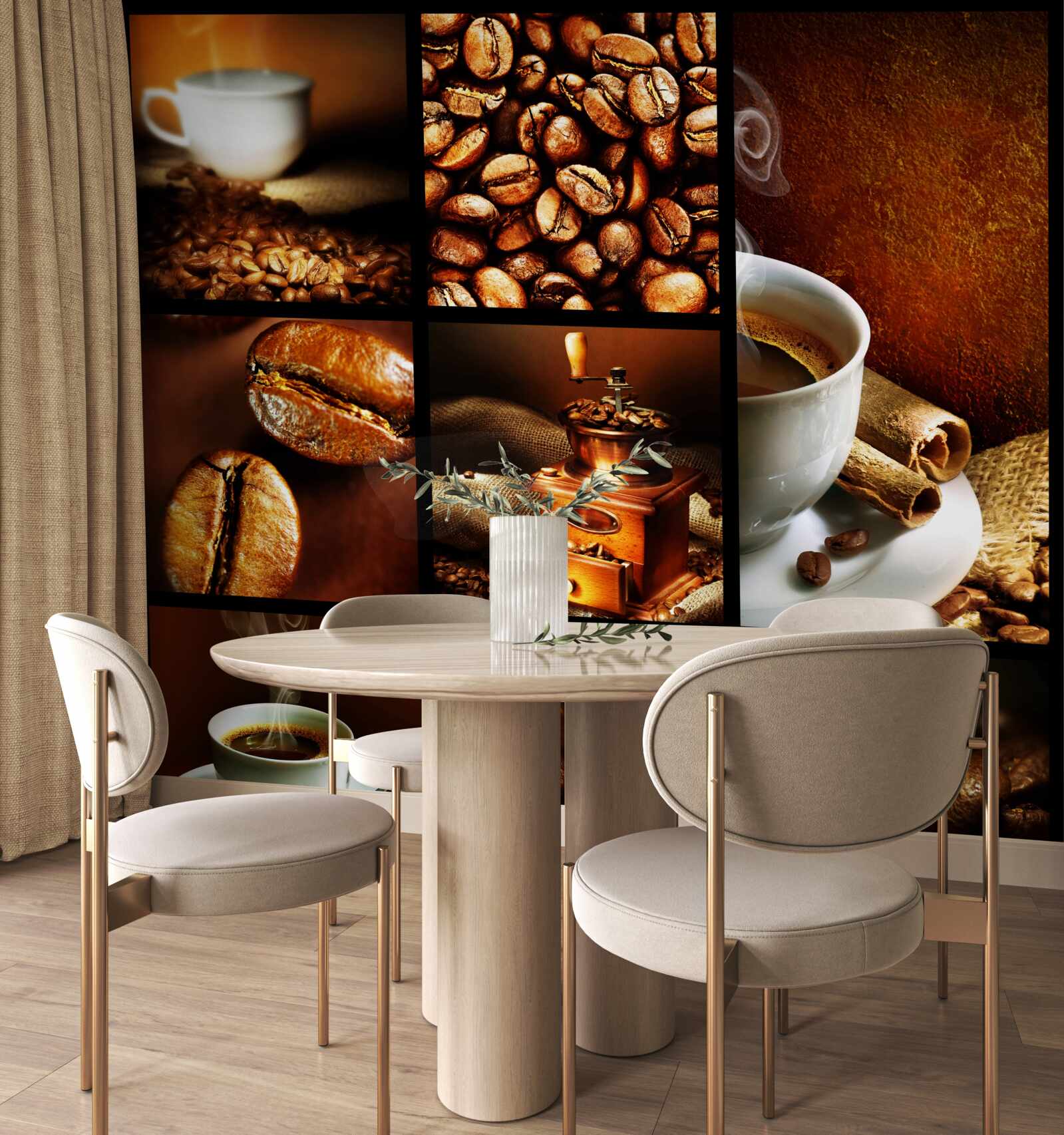 Fototapet compoziția boabelor de cafea și a băuturii în sine