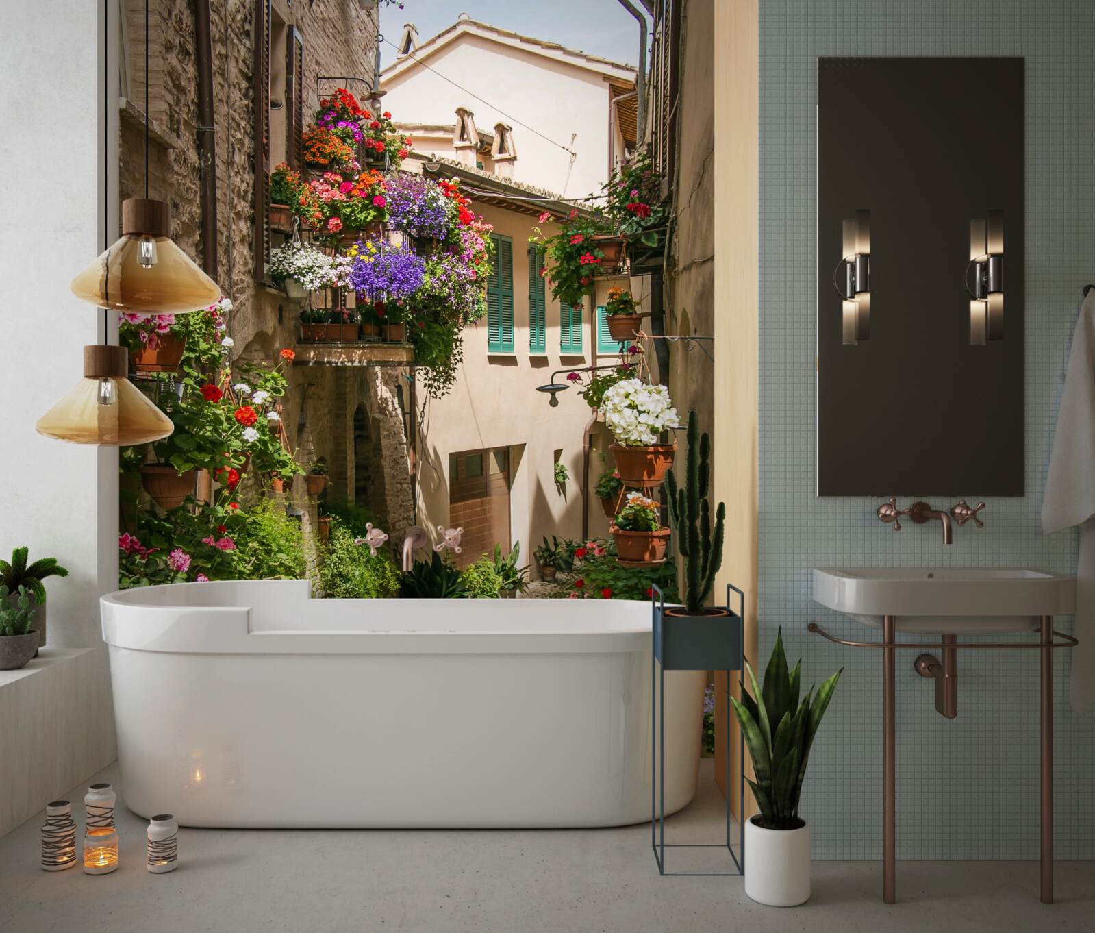 Fototapet drum vechi de piatră acoperit de vegetație