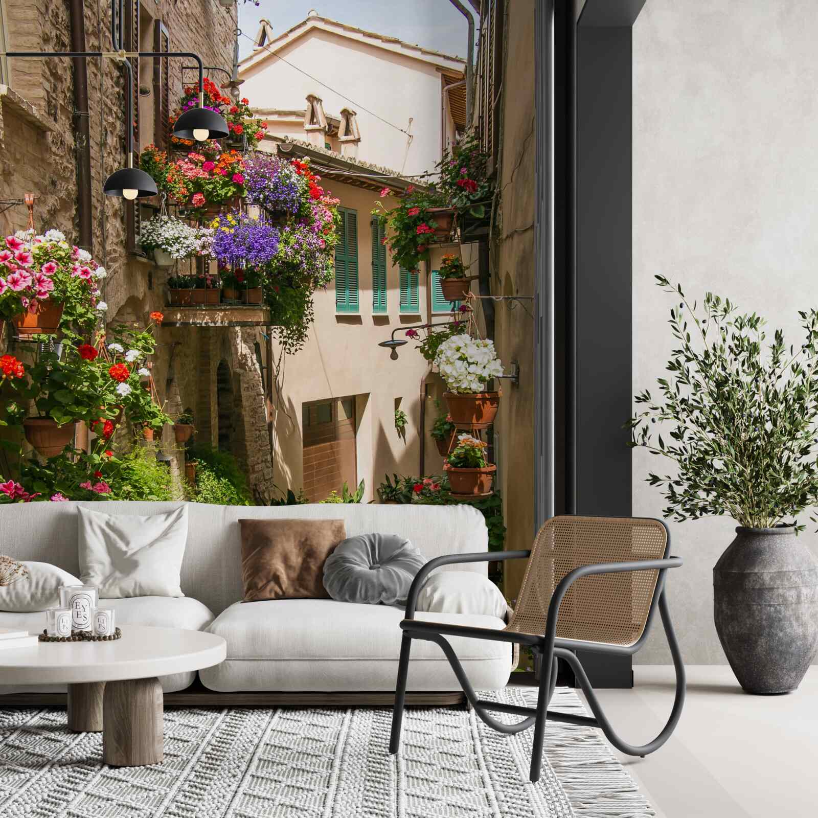 Fototapet drum vechi de piatră acoperit de vegetație