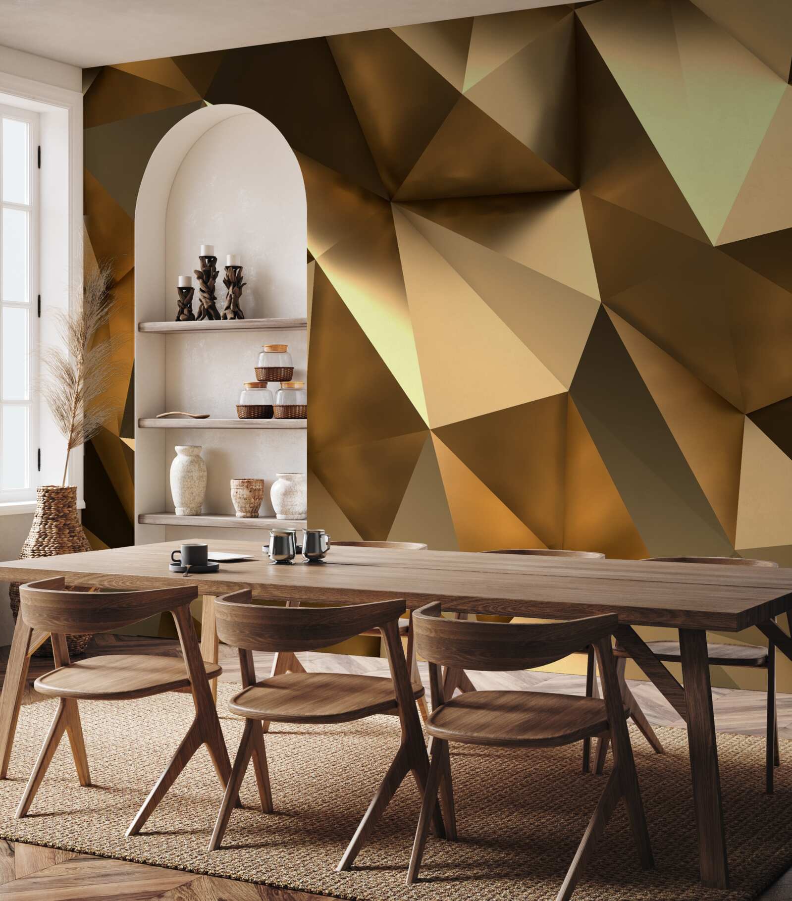 Fototapet forme geometrice aurii