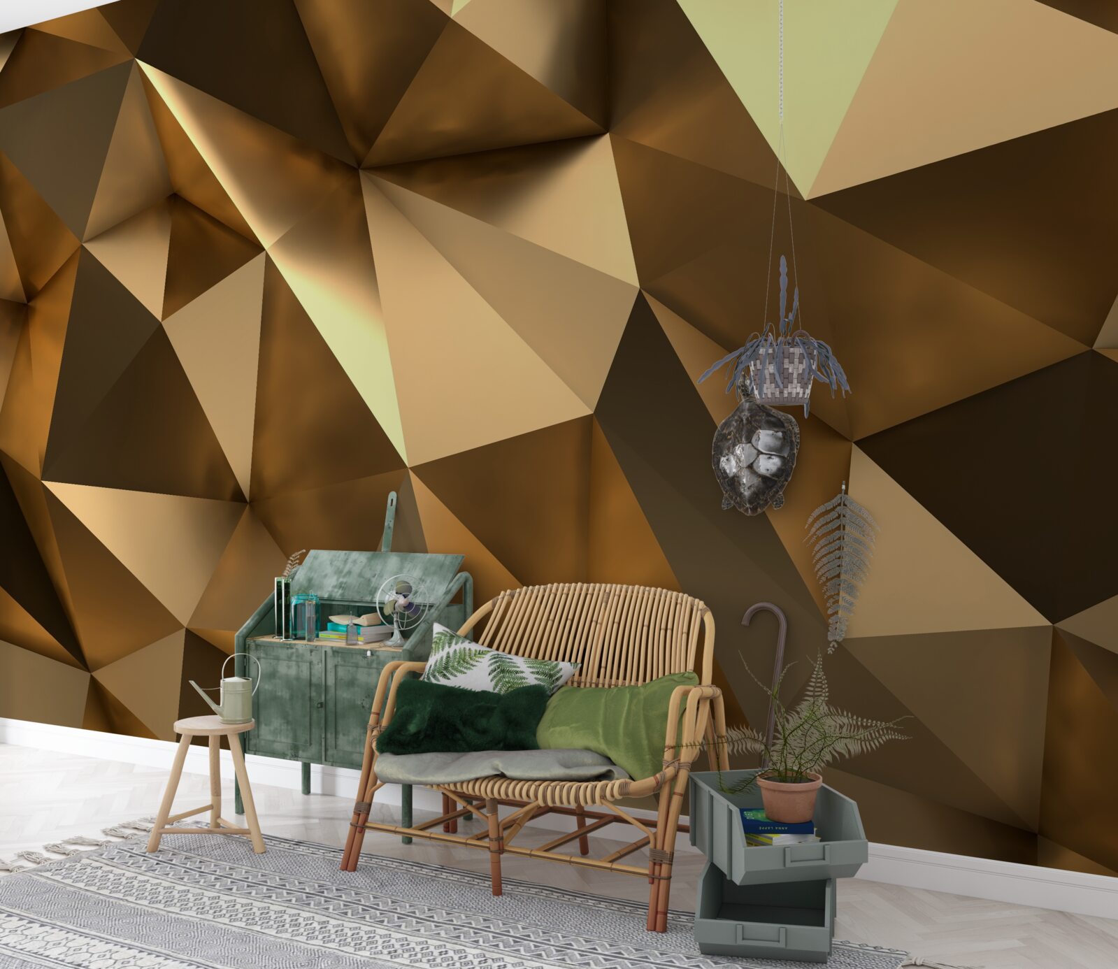 Fototapet forme geometrice aurii