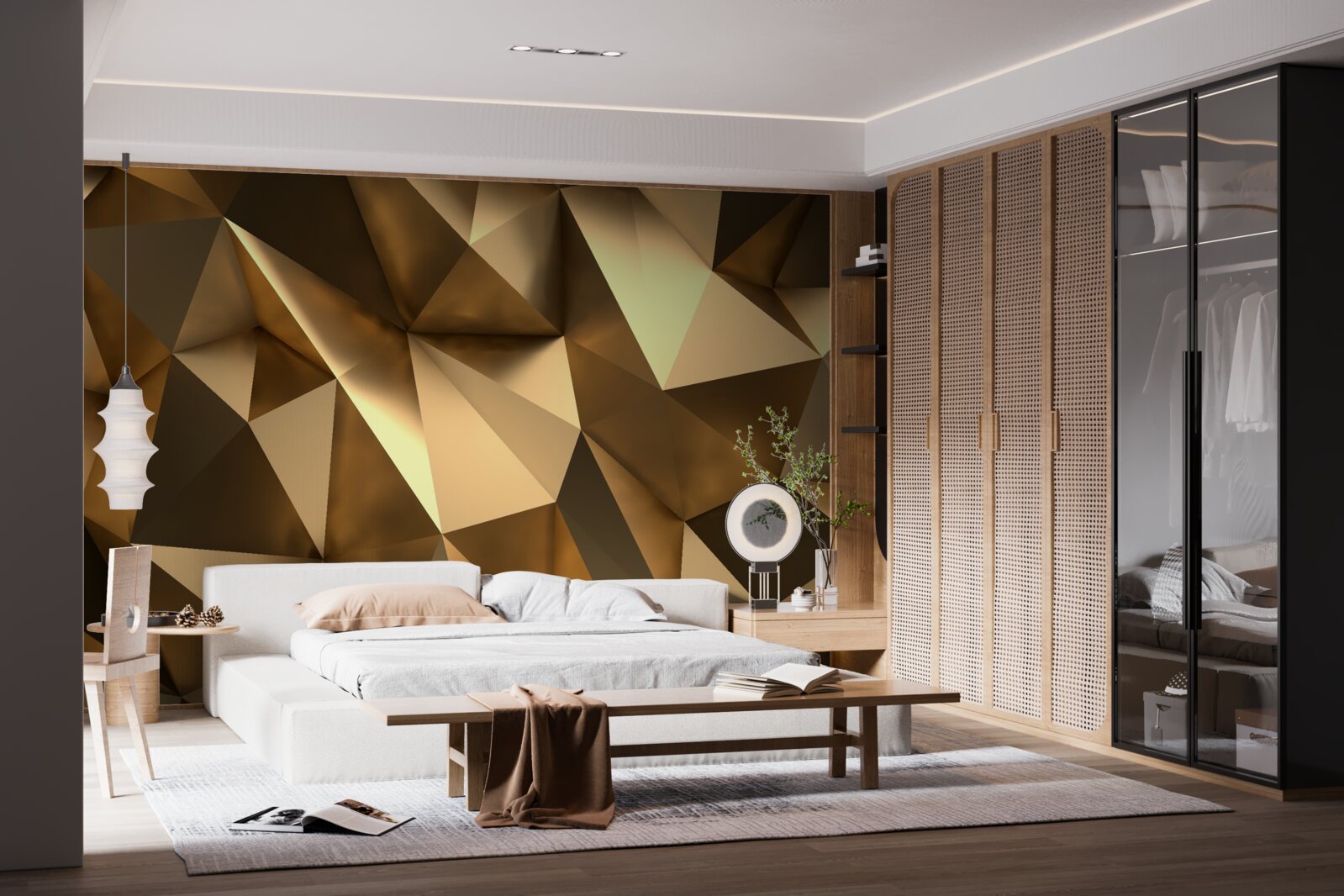 Fototapet forme geometrice aurii