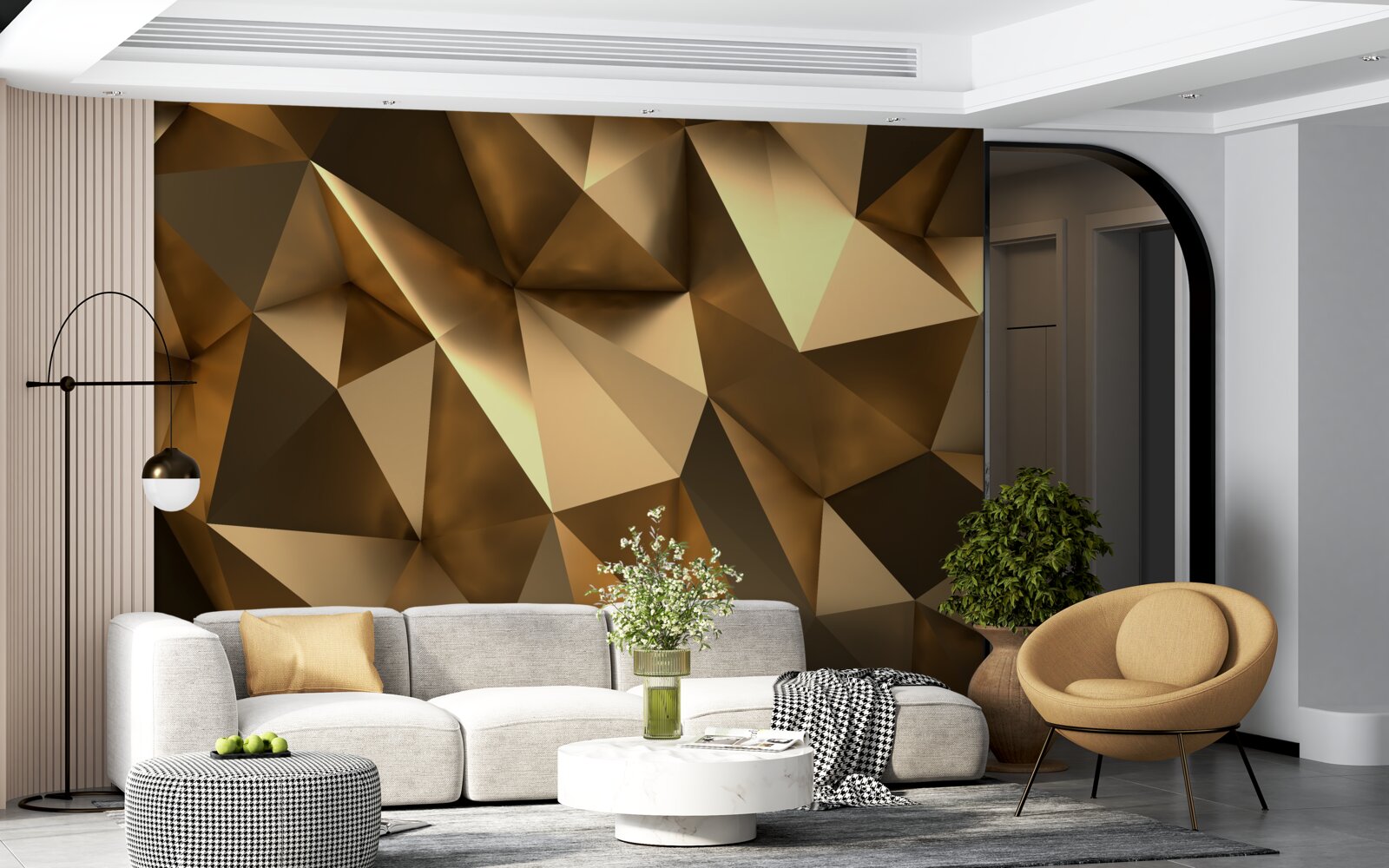 Fototapet forme geometrice aurii