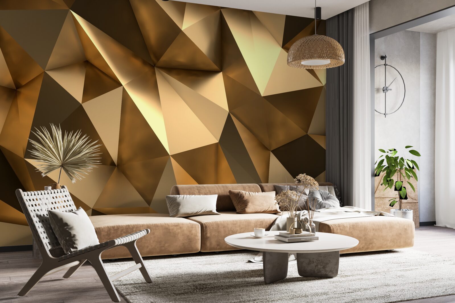 Fototapet forme geometrice aurii