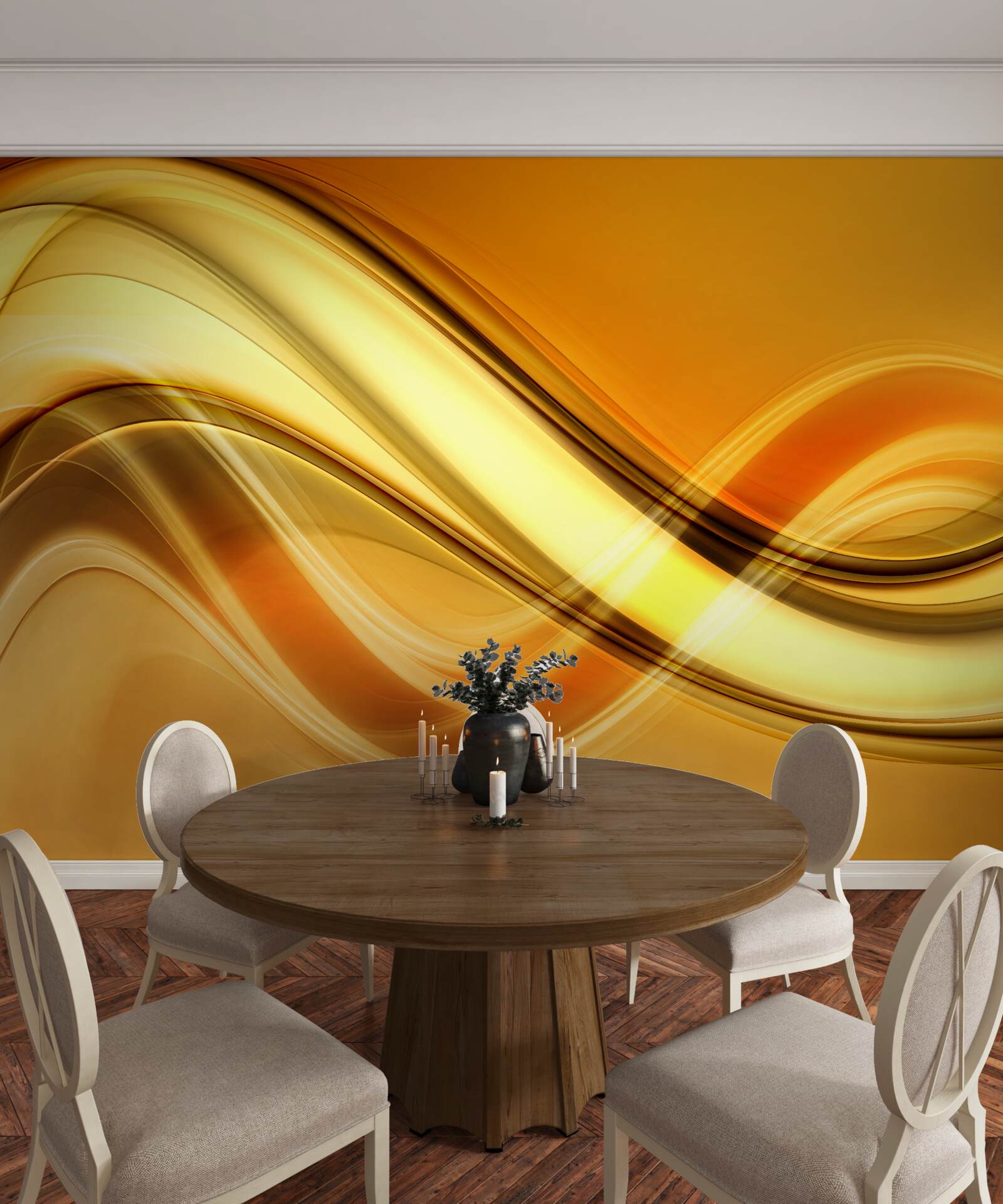 Fototapet linii care se întind la infinit pe o suprafață maro