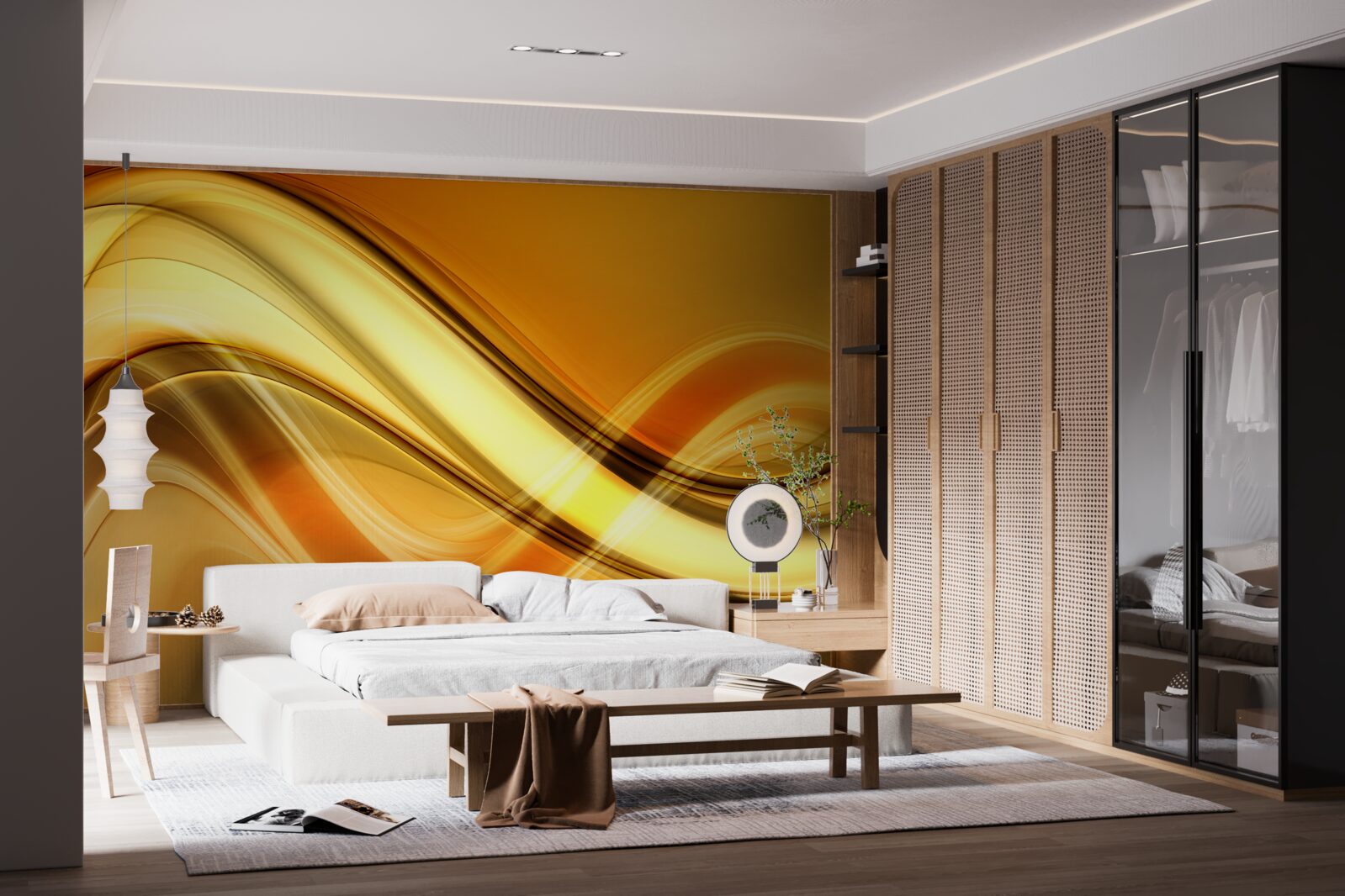 Fototapet linii care se întind la infinit pe o suprafață maro