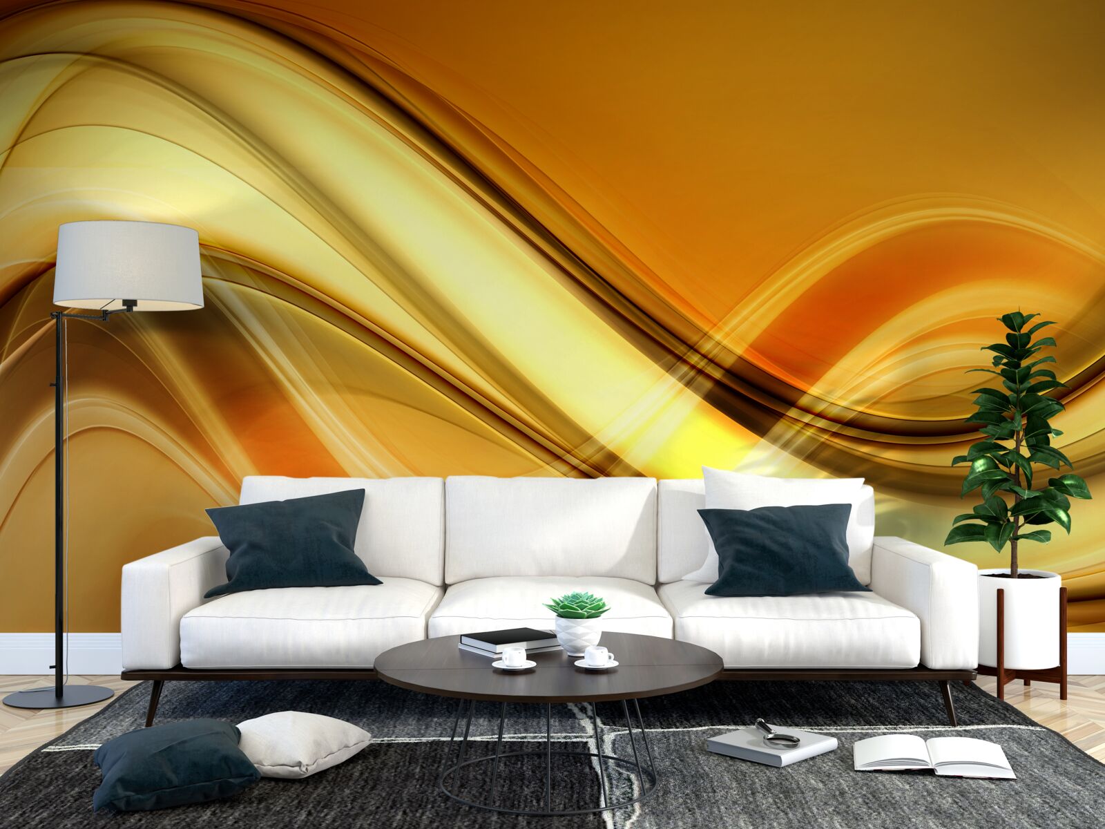 Fototapet linii care se întind la infinit pe o suprafață maro