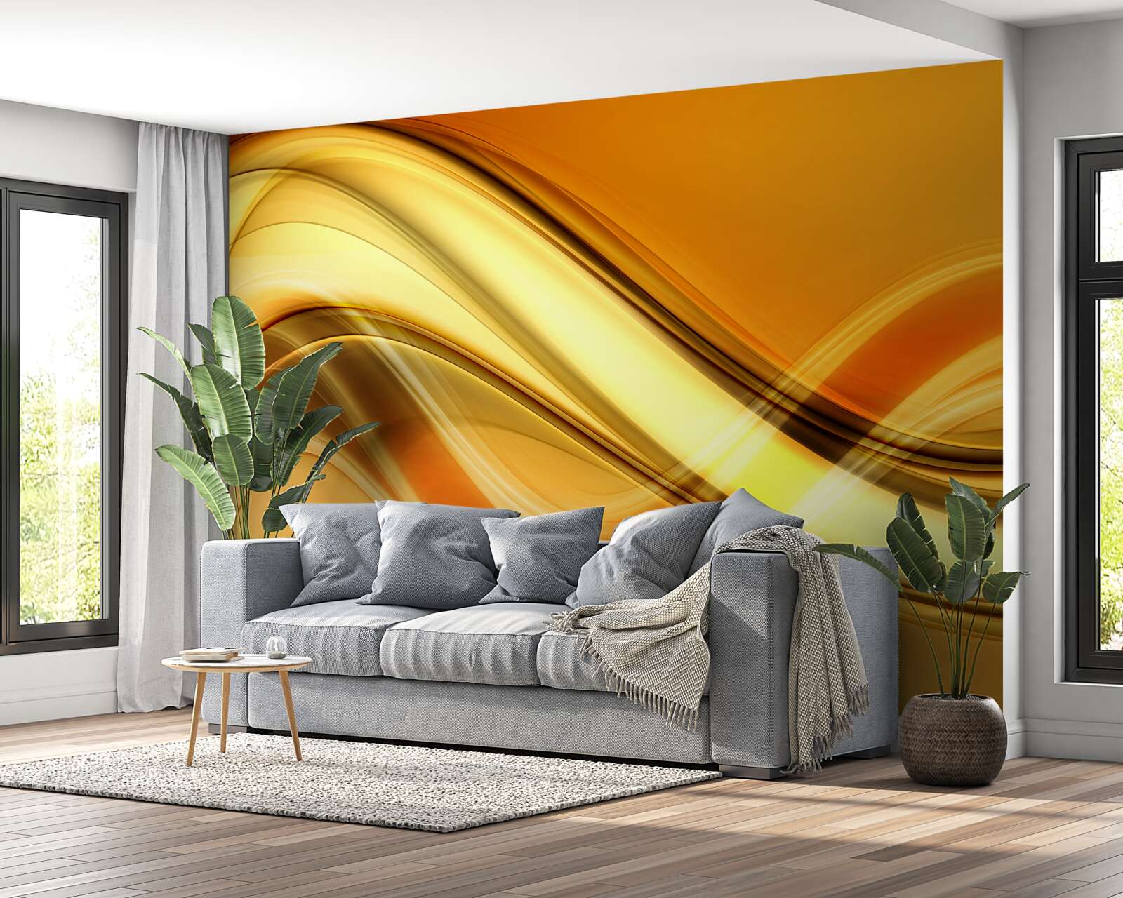 Fototapet linii care se întind la infinit pe o suprafață maro