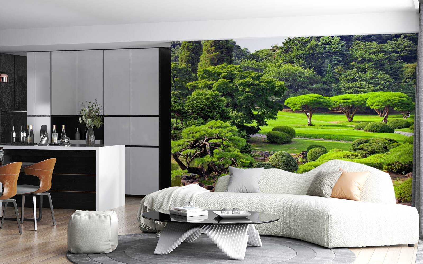 Fototapet grădini acoperite cu verdeață în timpul verii