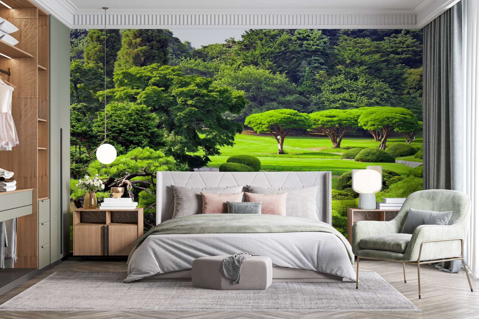 Fototapet grădini acoperite cu verdeață în timpul verii