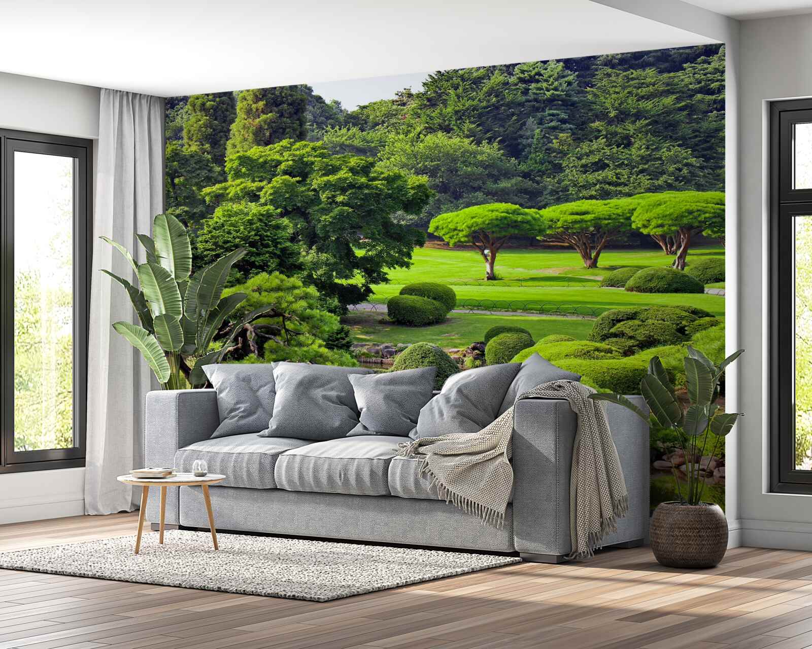 Fototapet grădini acoperite cu verdeață în timpul verii