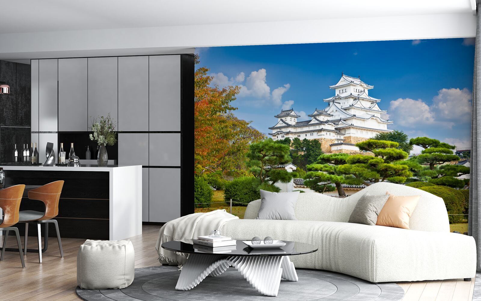 Fototapet Templu japonez în munți, înconjurat de verdeață