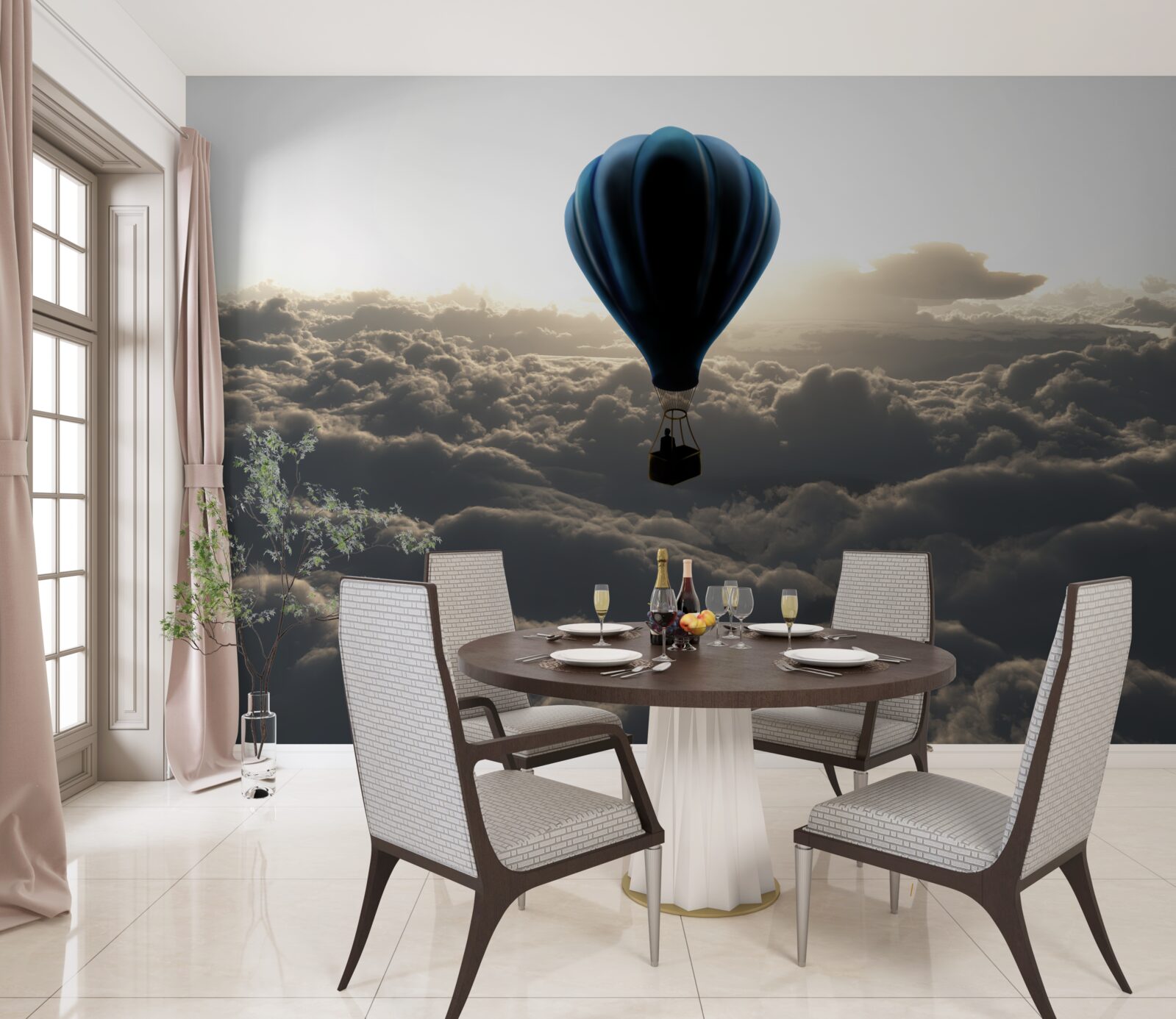 Fototapet mingea se ridică deasupra norilor densi