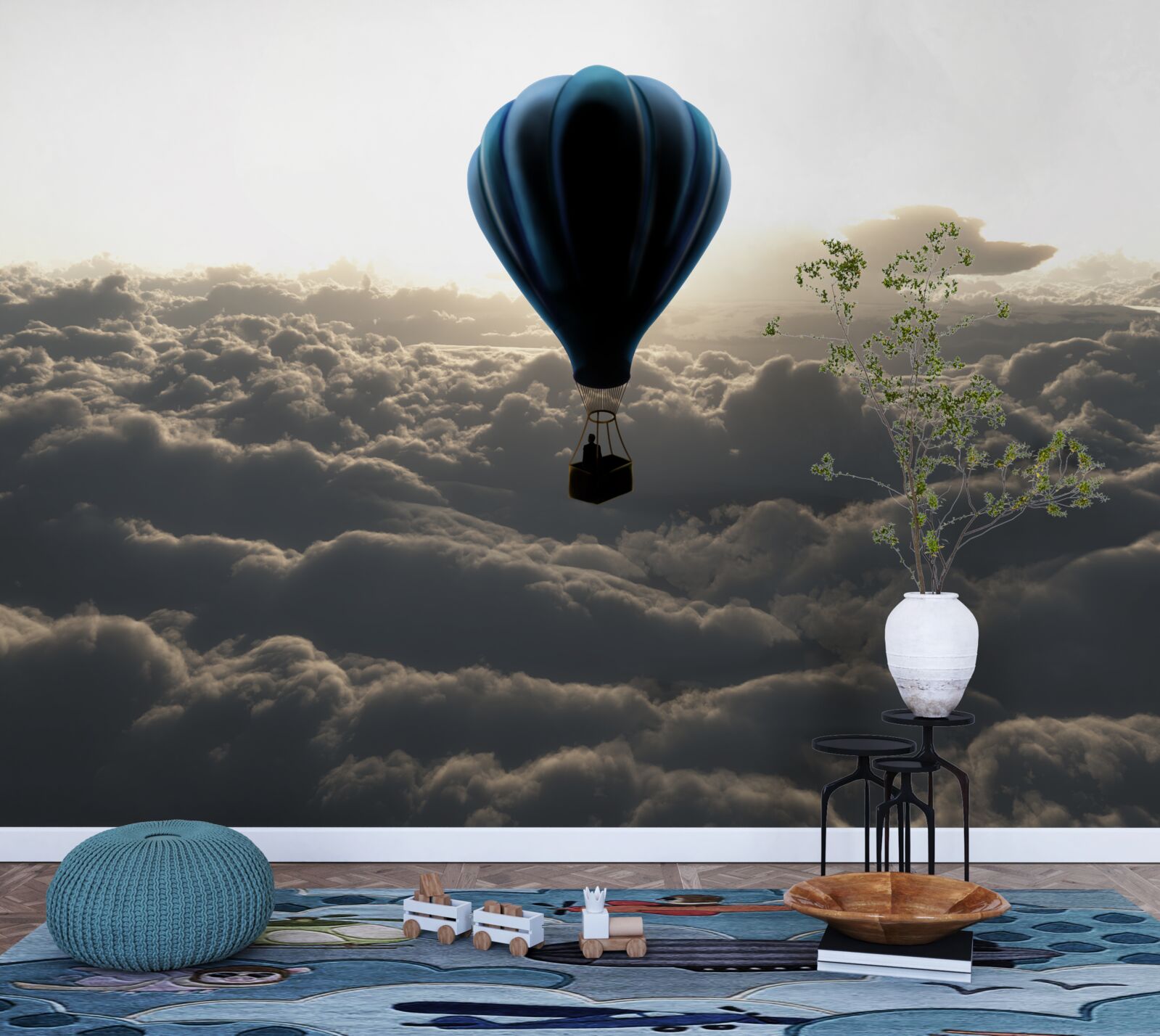 Fototapet mingea se ridică deasupra norilor densi