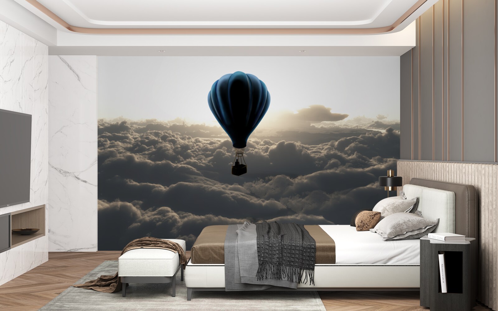 Fototapet mingea se ridică deasupra norilor densi