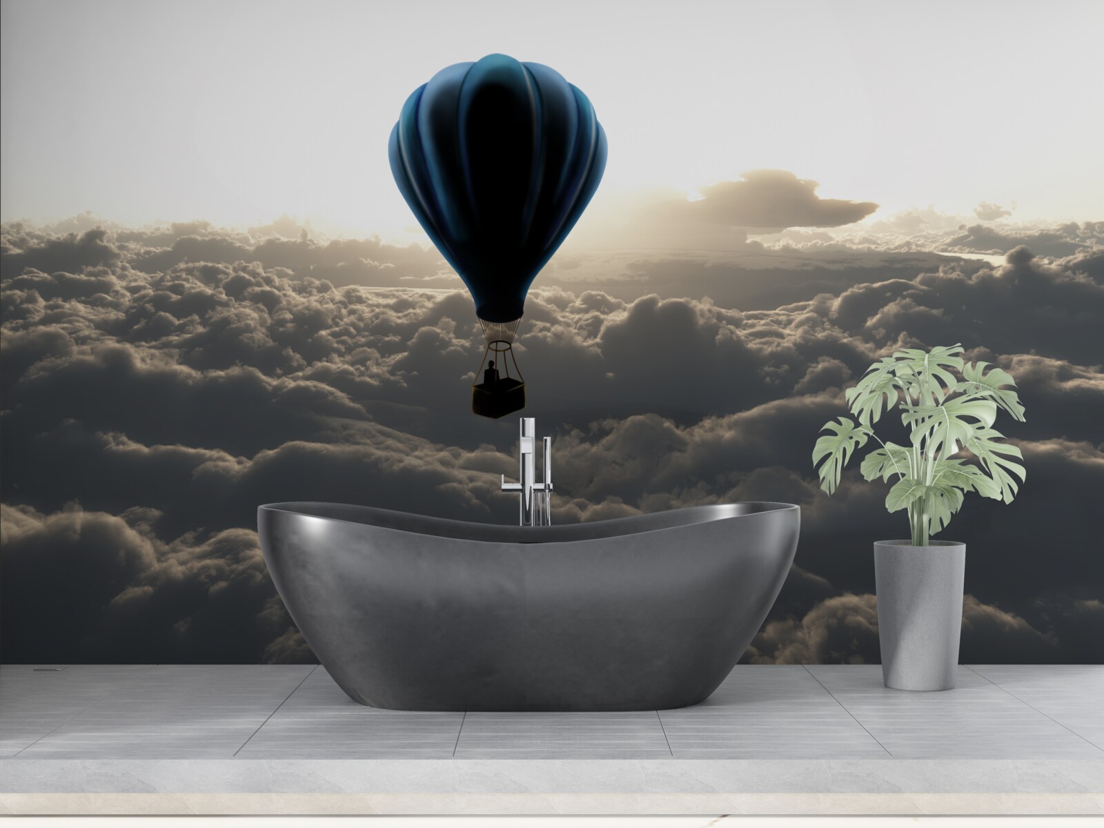 Fototapet mingea se ridică deasupra norilor densi