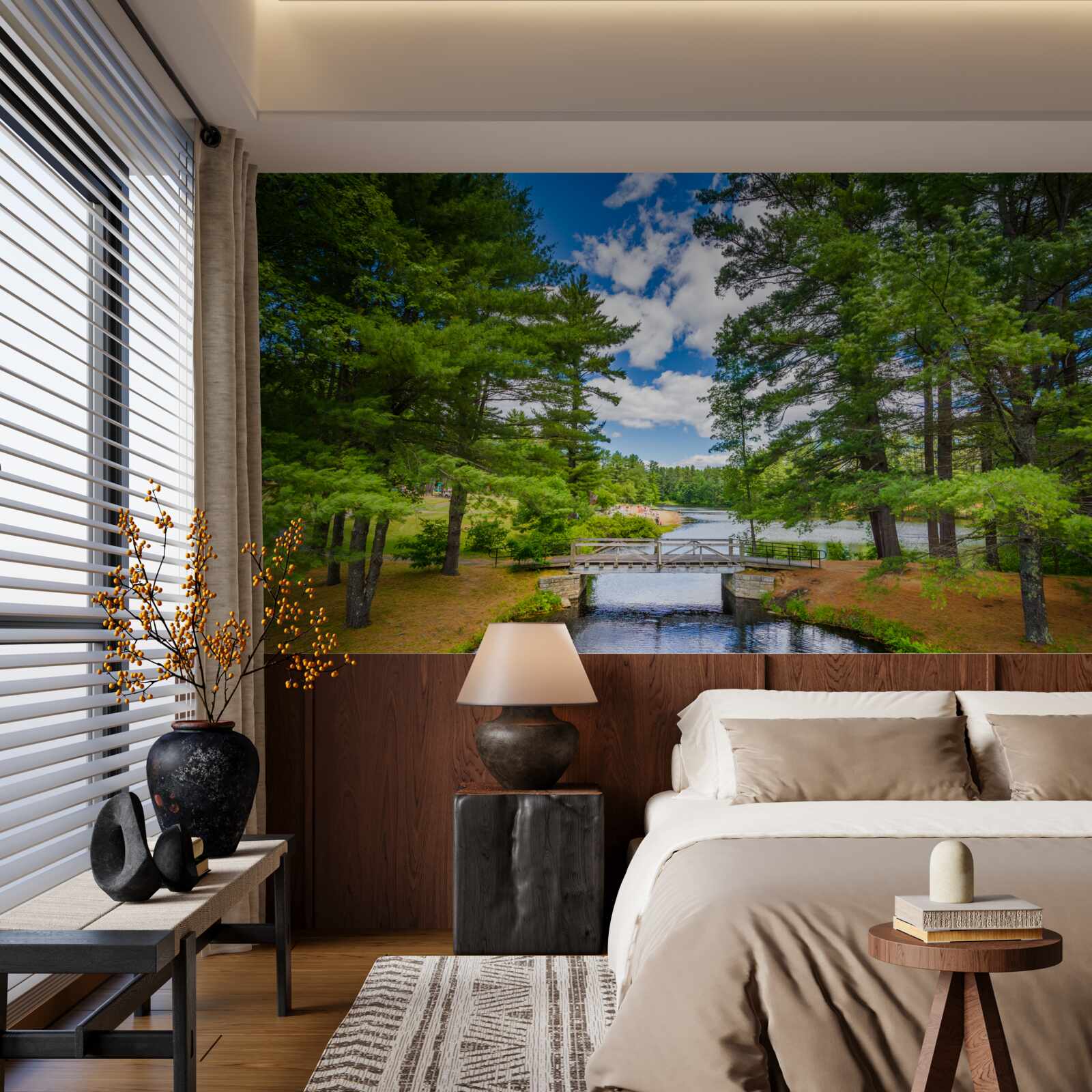 Fototapet un râu rapid printr-o pădure de smarald