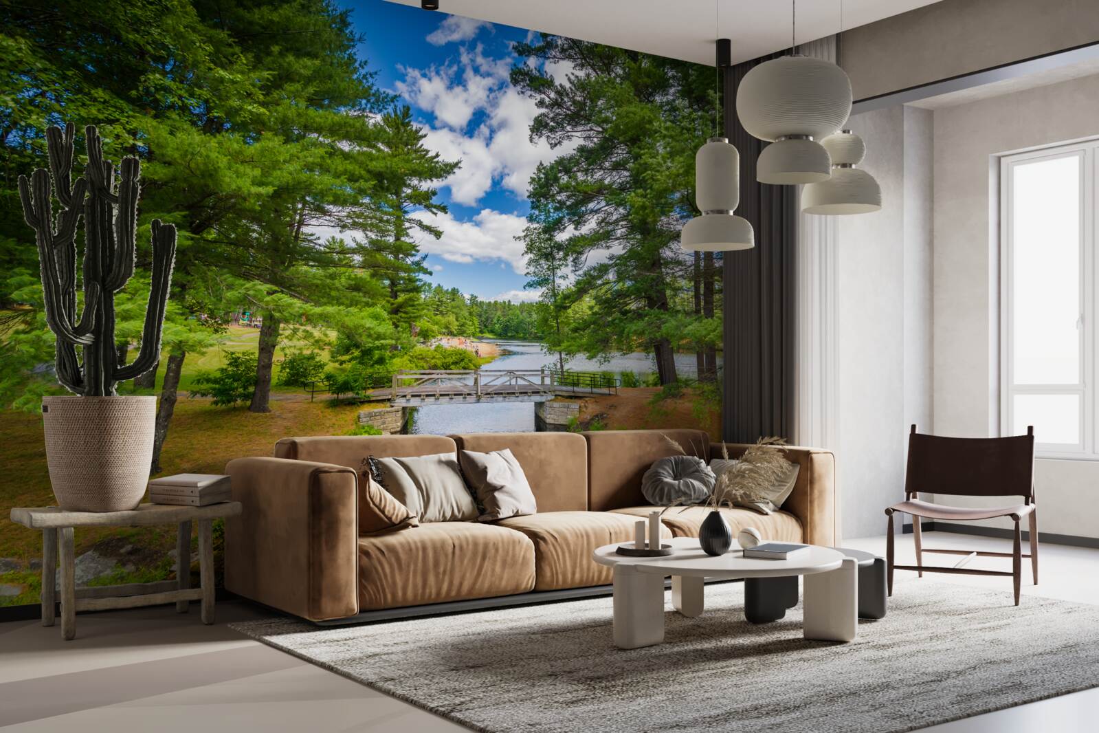 Fototapet un râu rapid printr-o pădure de smarald