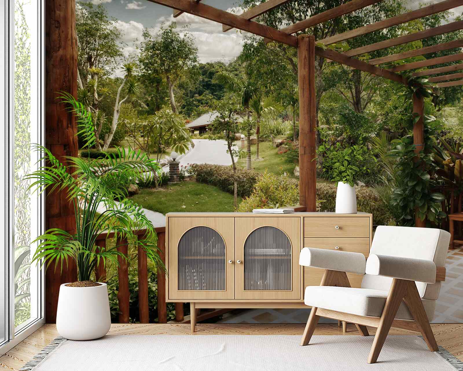 Fototapet terasă cu confort și acces la iaz