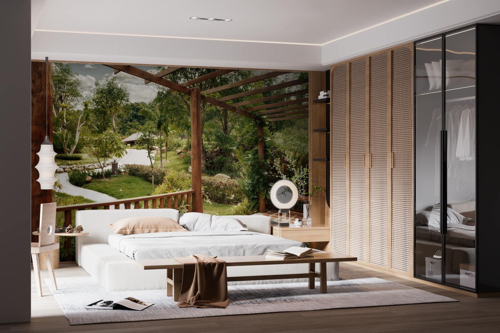 Fototapet terasă cu confort și acces la iaz