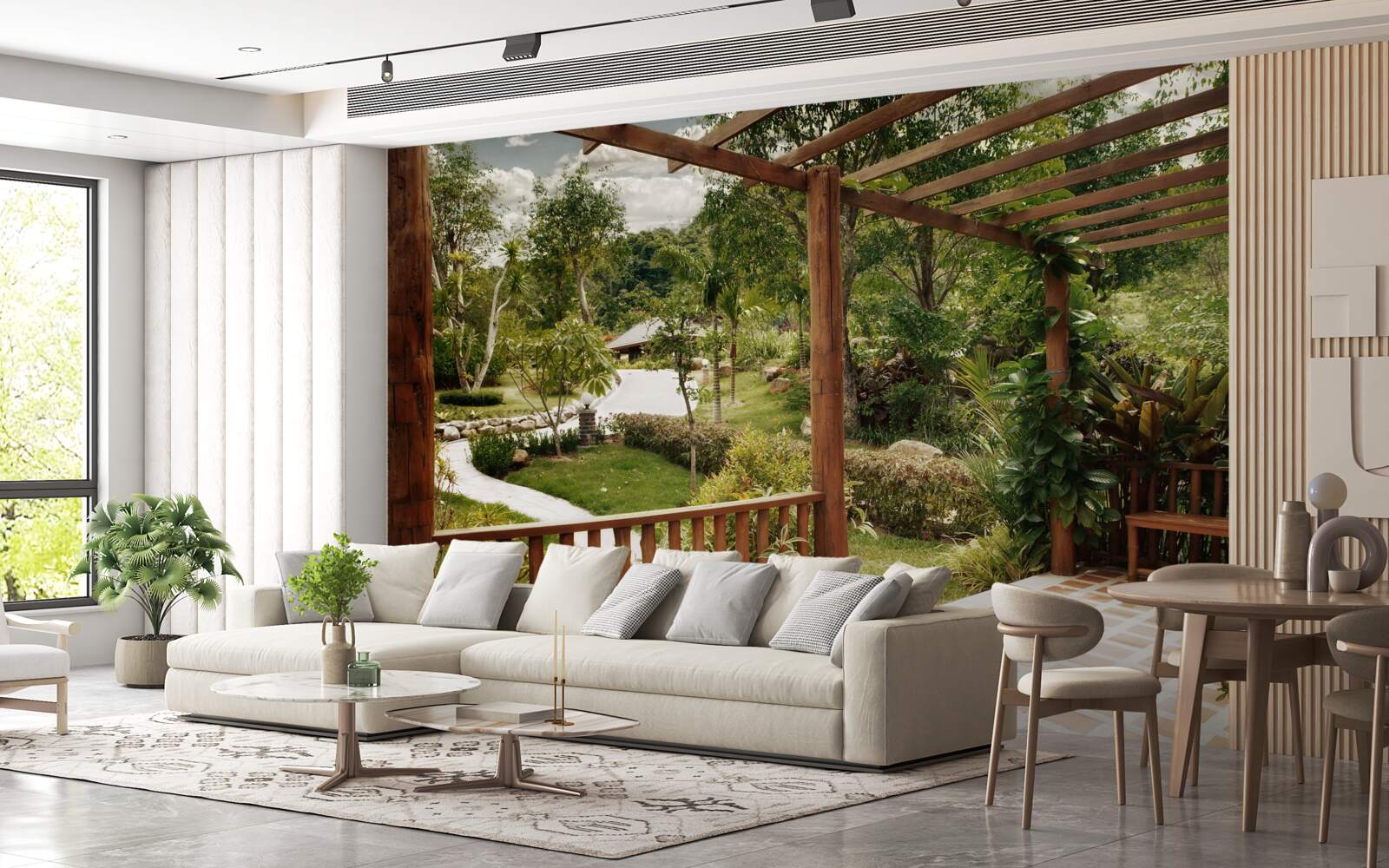 Fototapet terasă cu confort și acces la iaz