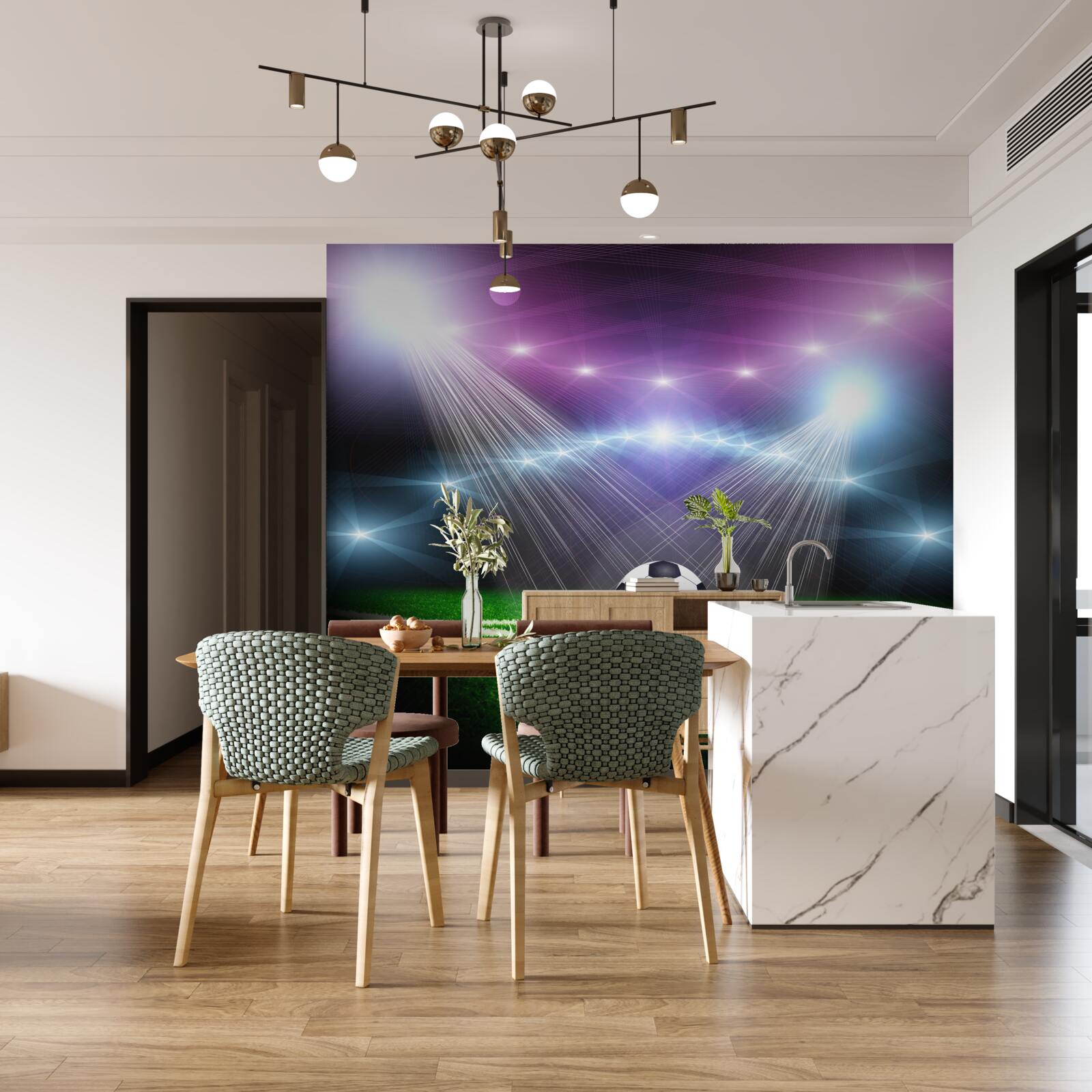 Fototapet fotbalul în lumina reflectoarelor