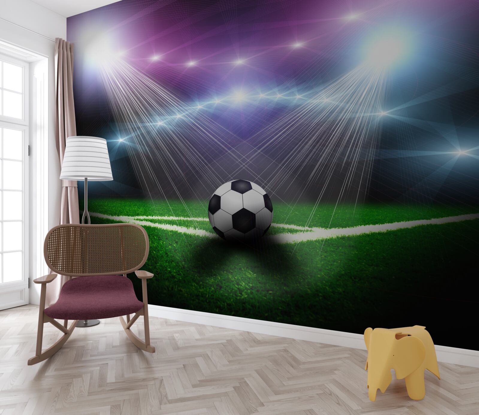 Fototapet fotbalul în lumina reflectoarelor