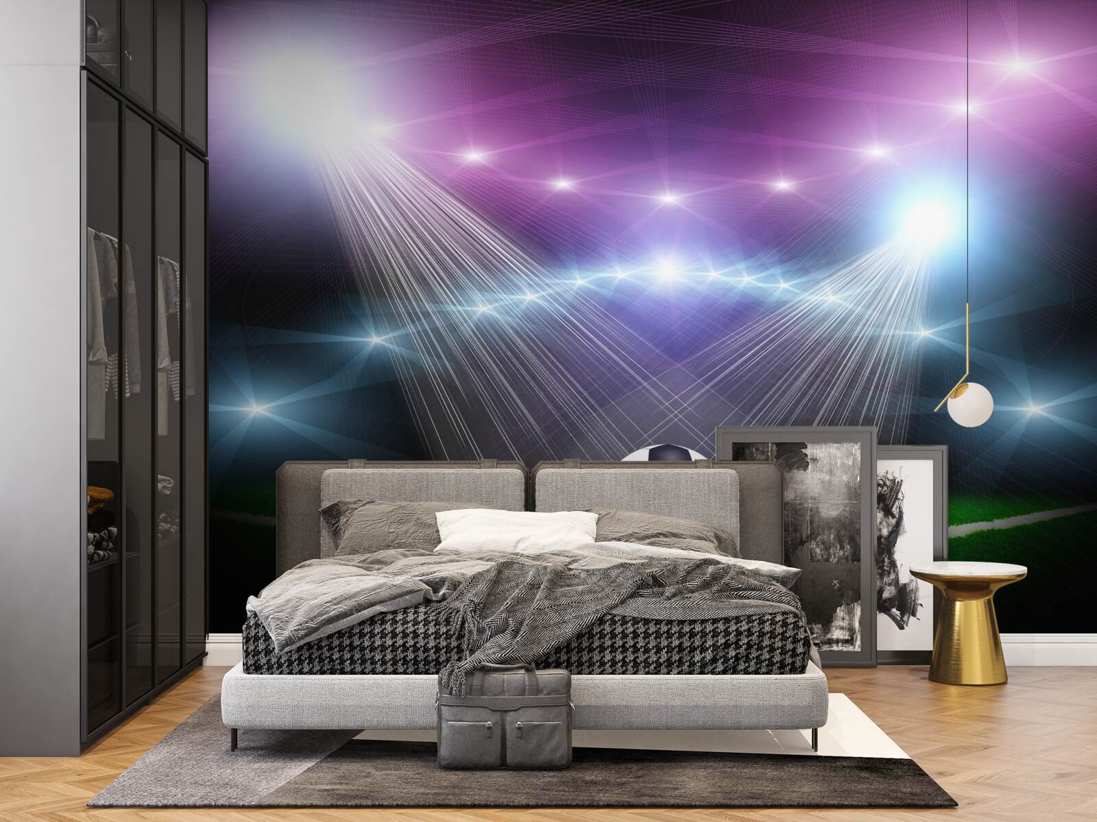 Fototapet fotbalul în lumina reflectoarelor