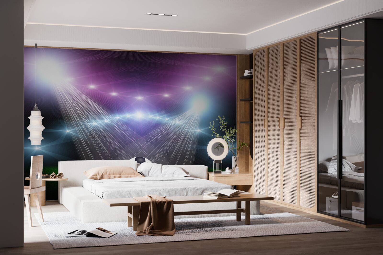 Fototapet fotbalul în lumina reflectoarelor