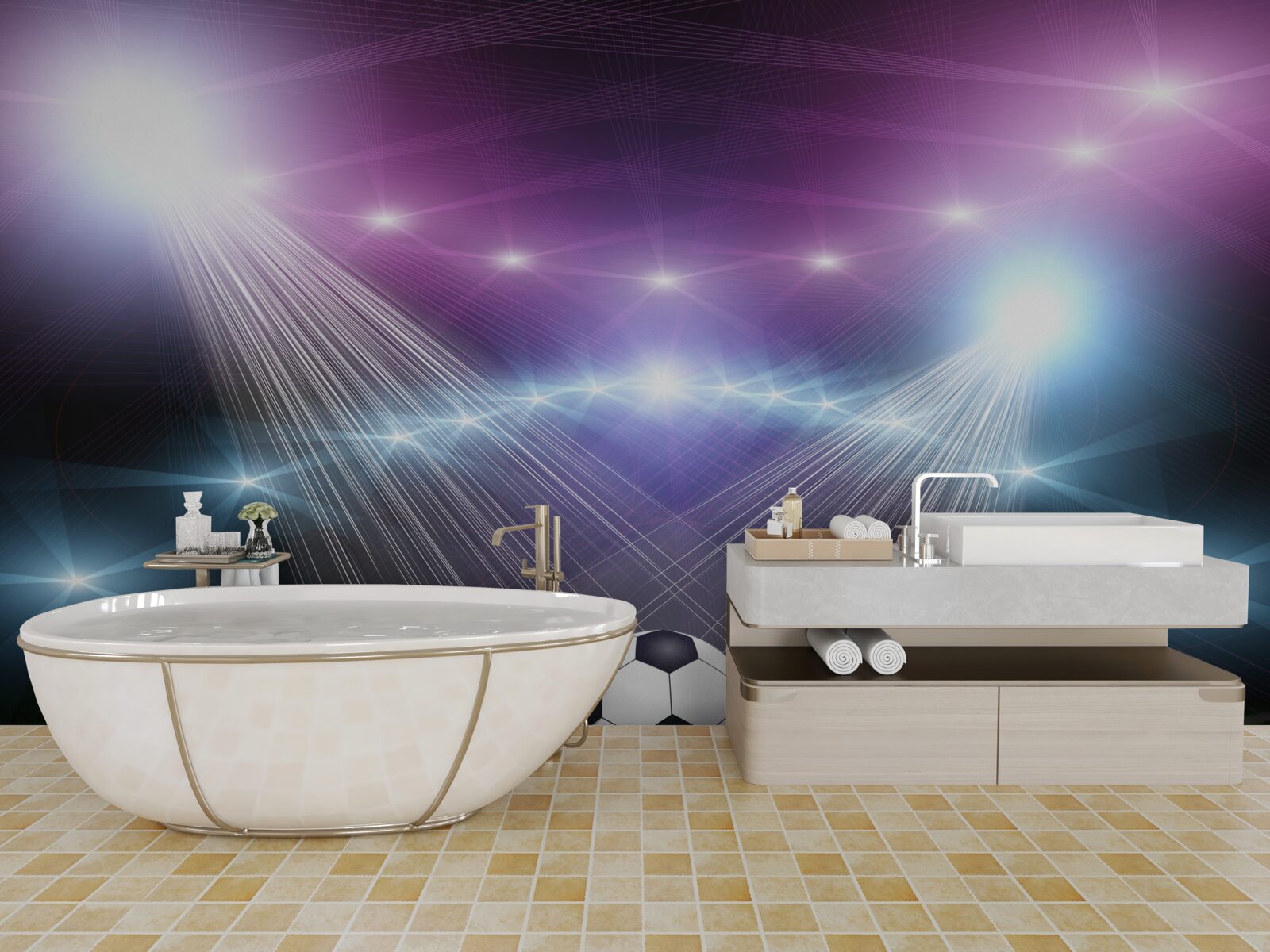 Fototapet fotbalul în lumina reflectoarelor