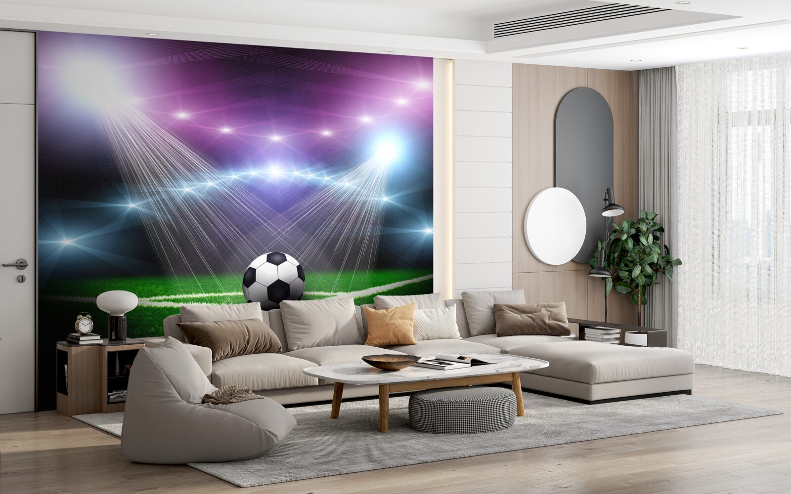 Fototapet fotbalul în lumina reflectoarelor