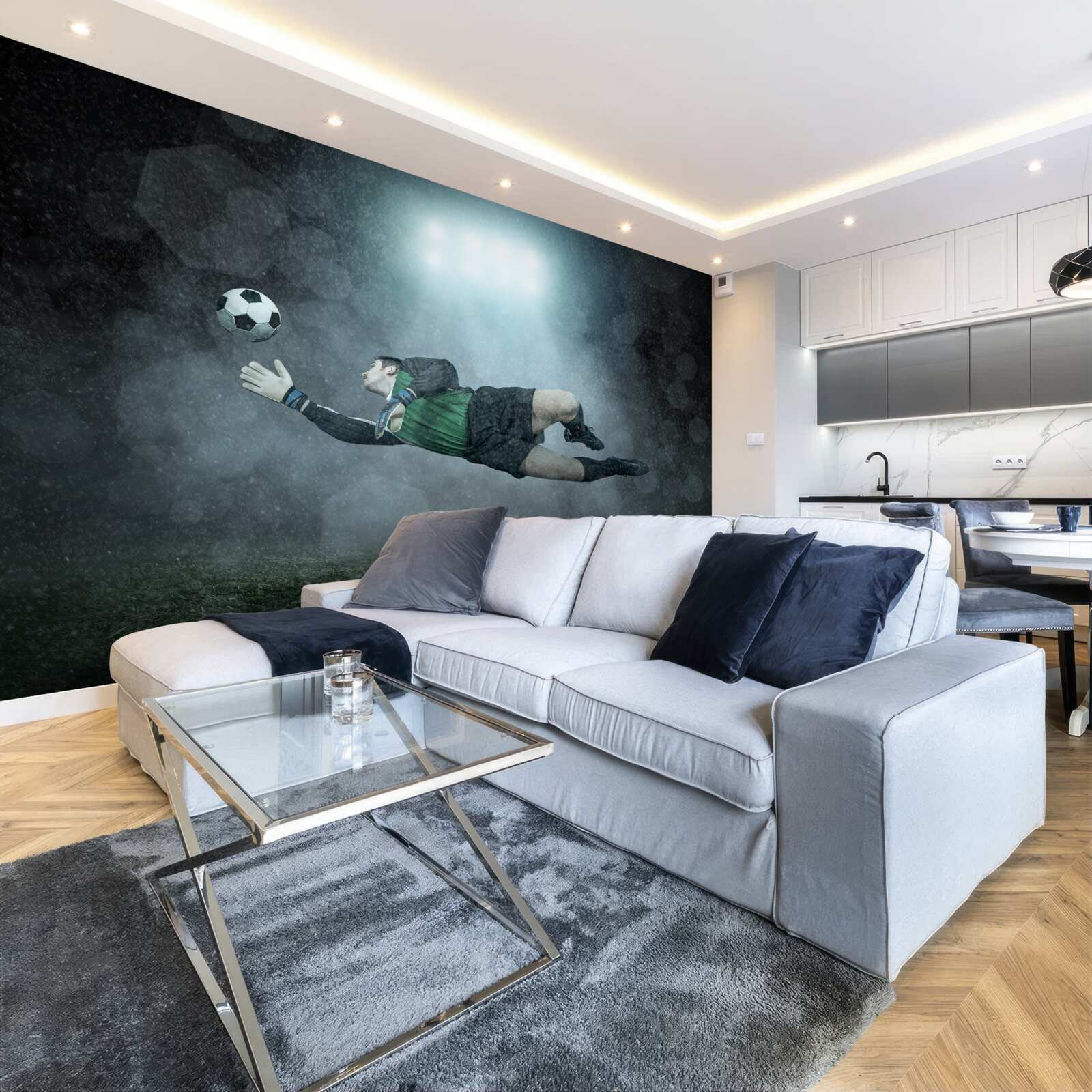 Fototapet portarul interceptează mingea în zbor