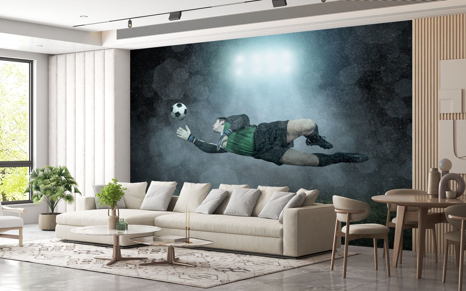 Fototapet portarul interceptează mingea în zbor